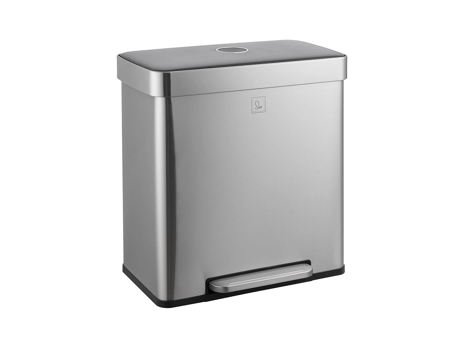 SVITA LT2X30 Poubelle 60l Poubelle à pédale 2 compartiments avec couvercle Argent