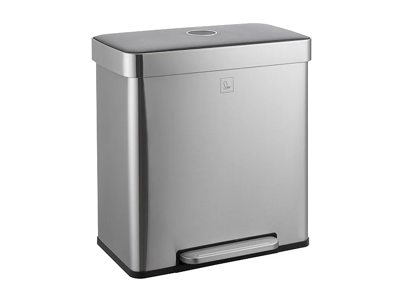 SVITA LT2X30 Poubelle 60l Poubelle à pédale 2 compartiments avec couvercle Argent
