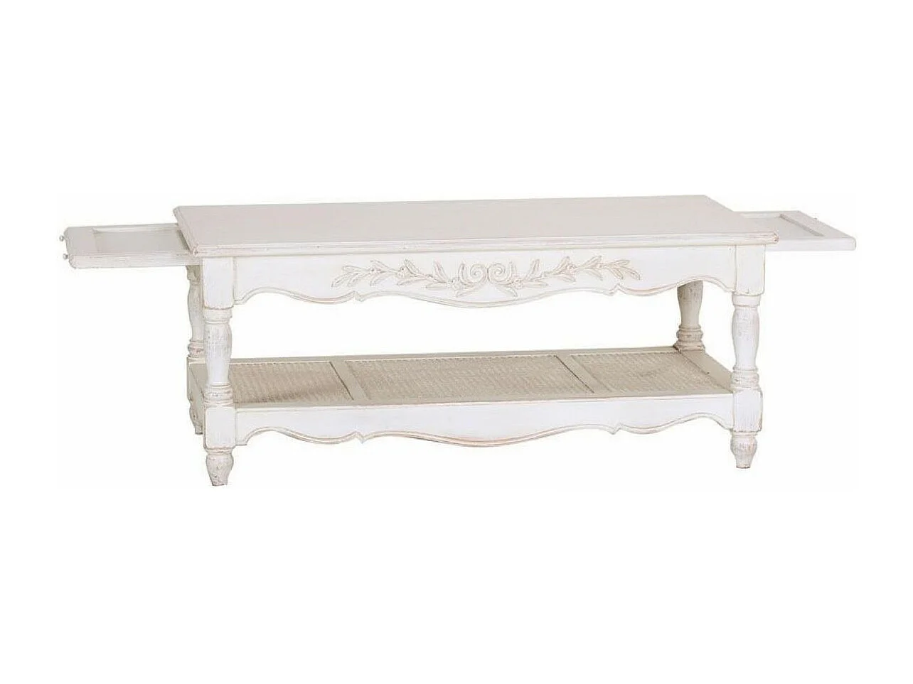 Table basse rectangulaire cannée Bois Blanc - Romance Interior's