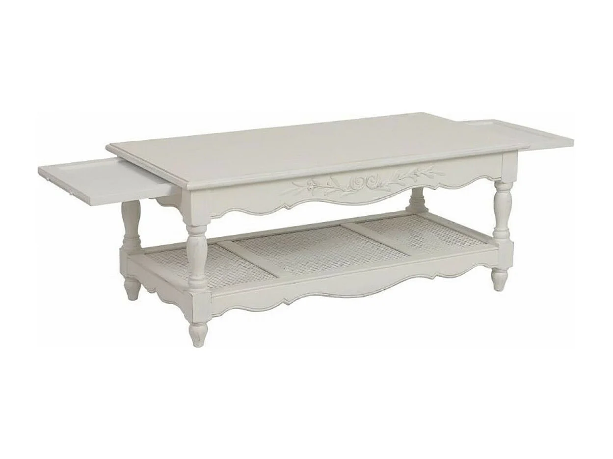 Table basse rectangulaire cannée Bois Blanc - Romance Interior's