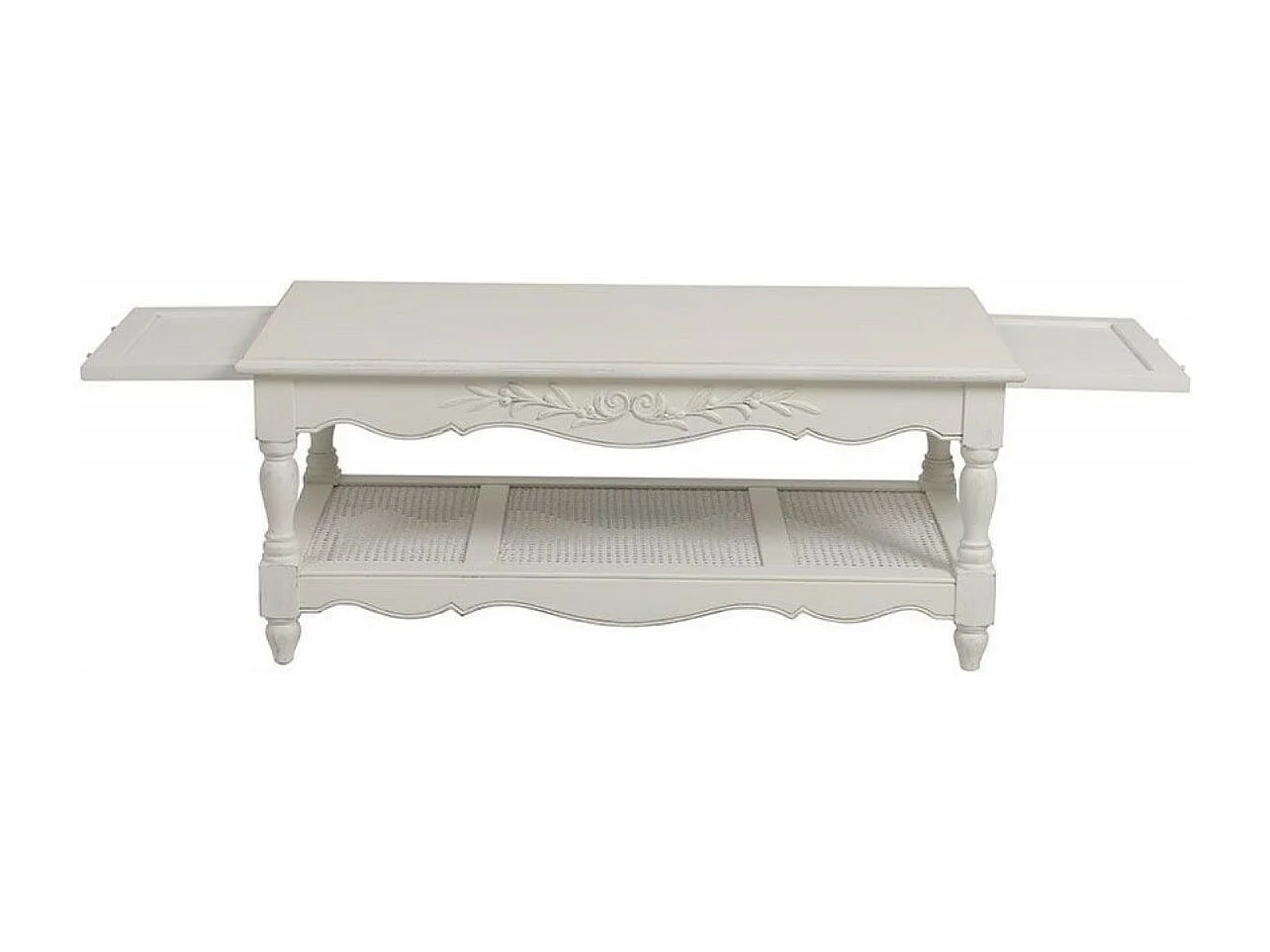 Table basse rectangulaire cannée Bois Blanc - Romance Interior's