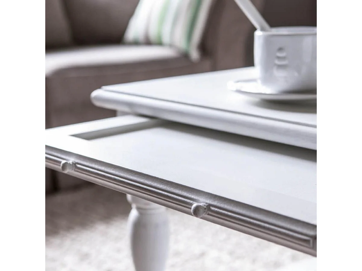 Table basse rectangulaire cannée Bois Blanc - Romance Interior's