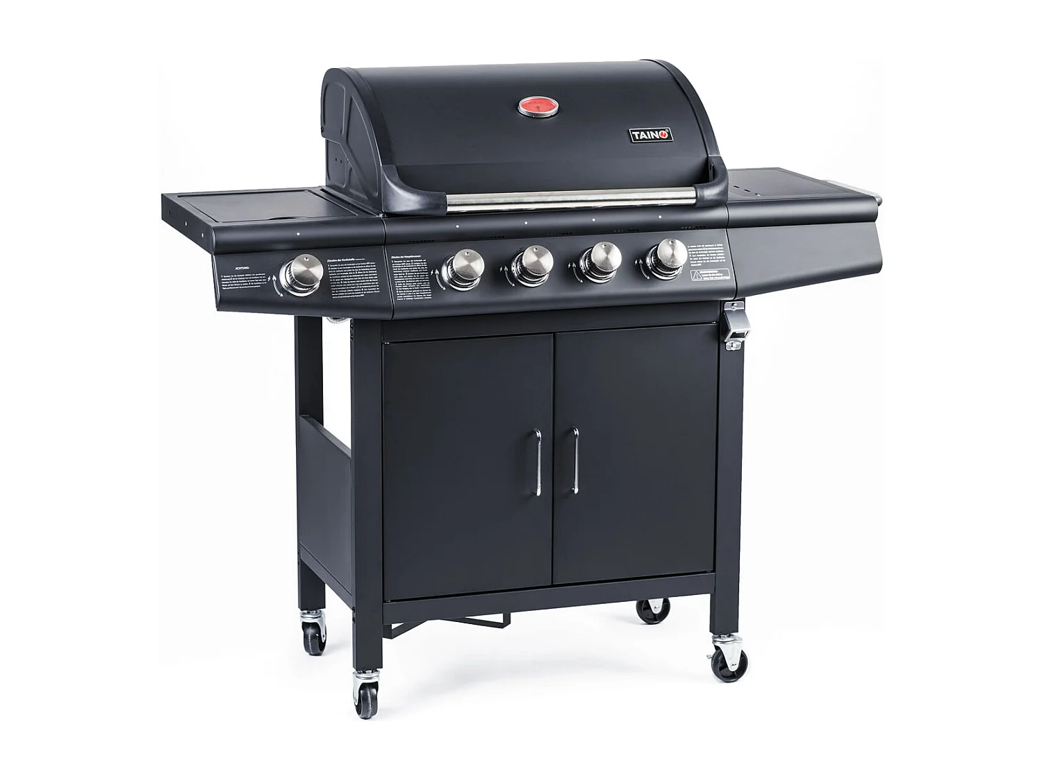 TAINO RED 4+1 Barbecue à gaz Chariot pour barbecue brûleur en acier inoxydable + cuisinière latérale noir