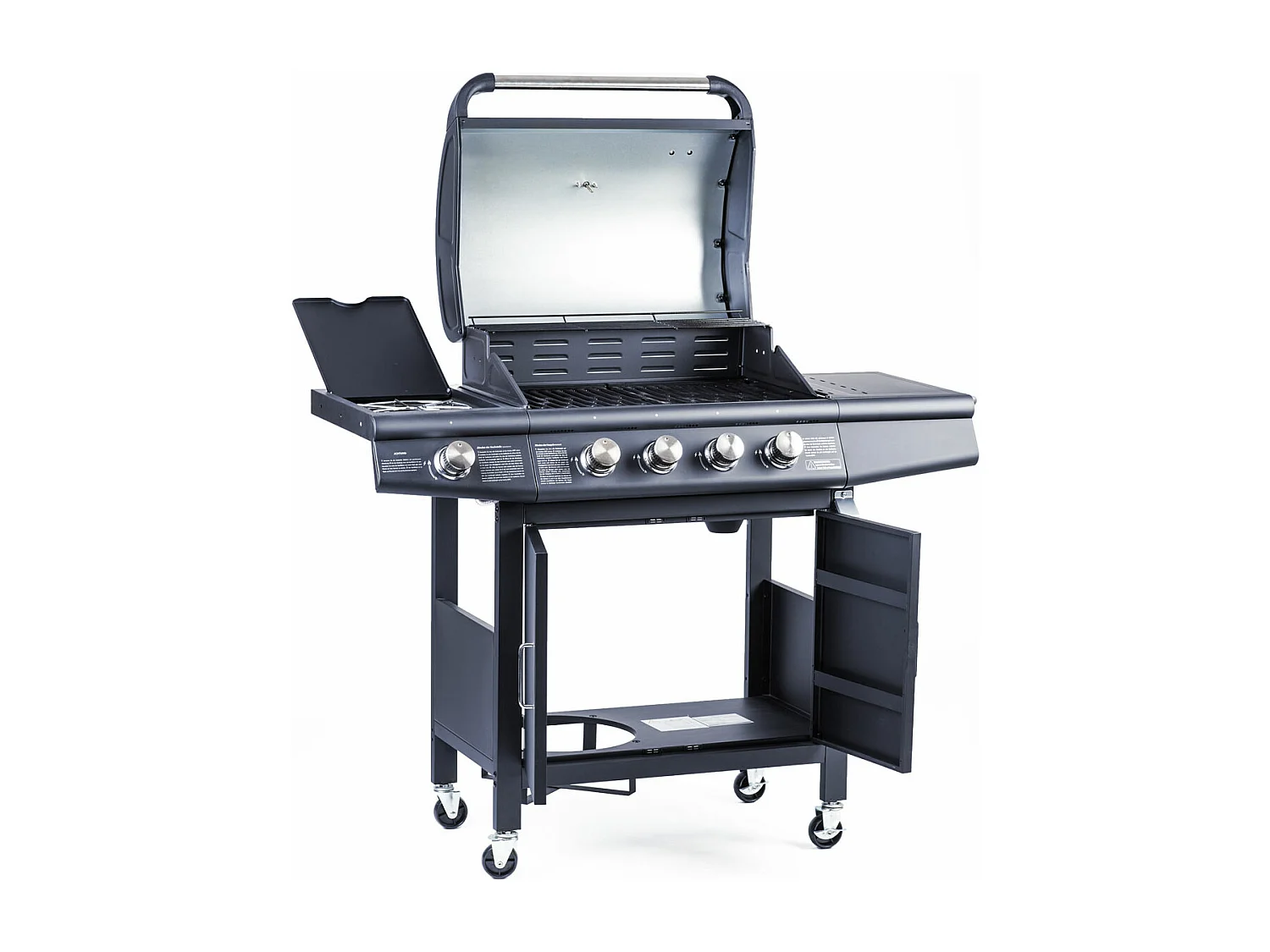 TAINO RED 4+1 Barbecue à gaz Chariot pour barbecue brûleur en acier inoxydable + cuisinière latérale noir