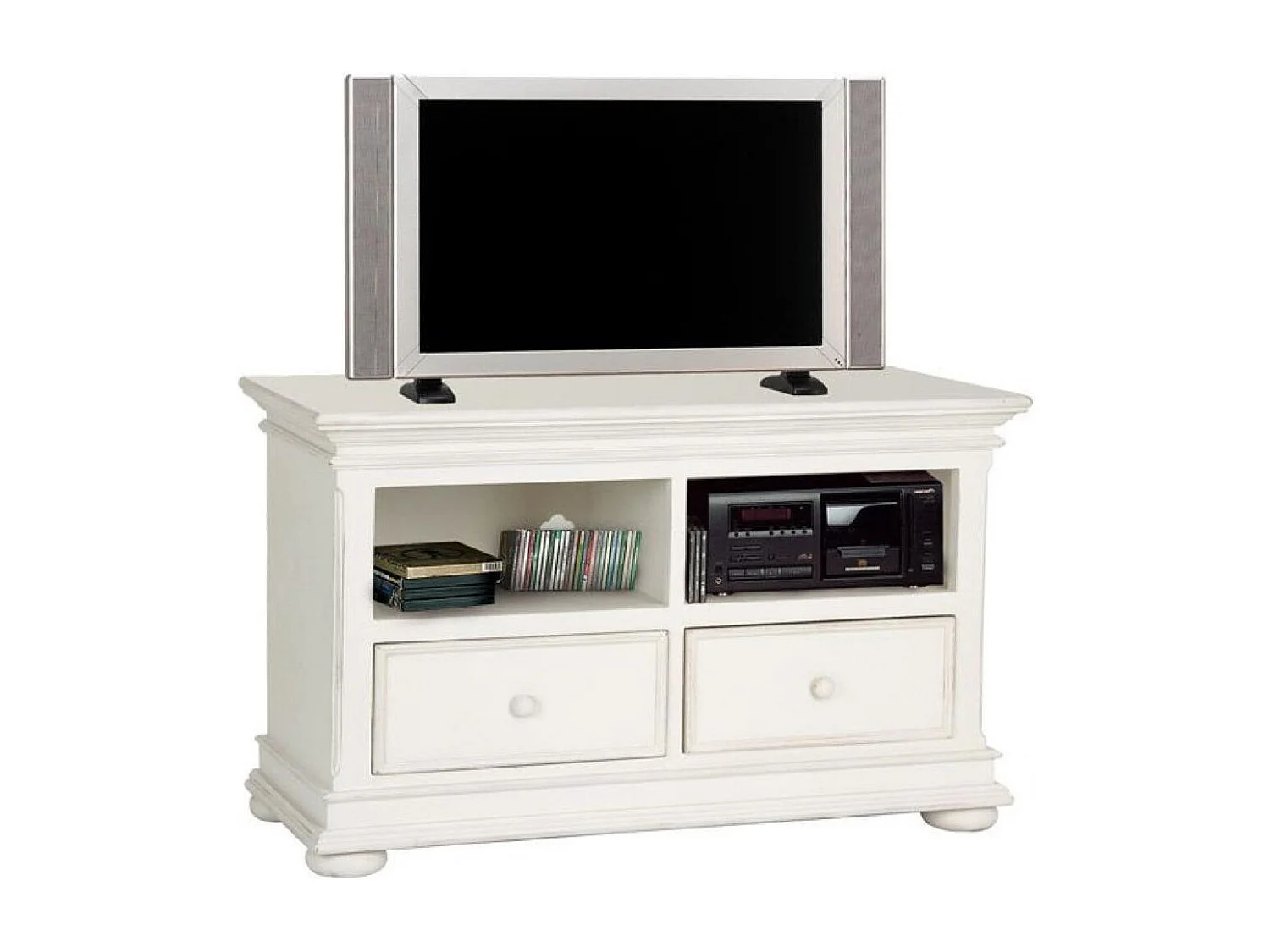 Meuble tv avec 2 rangements MDF Blanc - Harmonie Interior's
