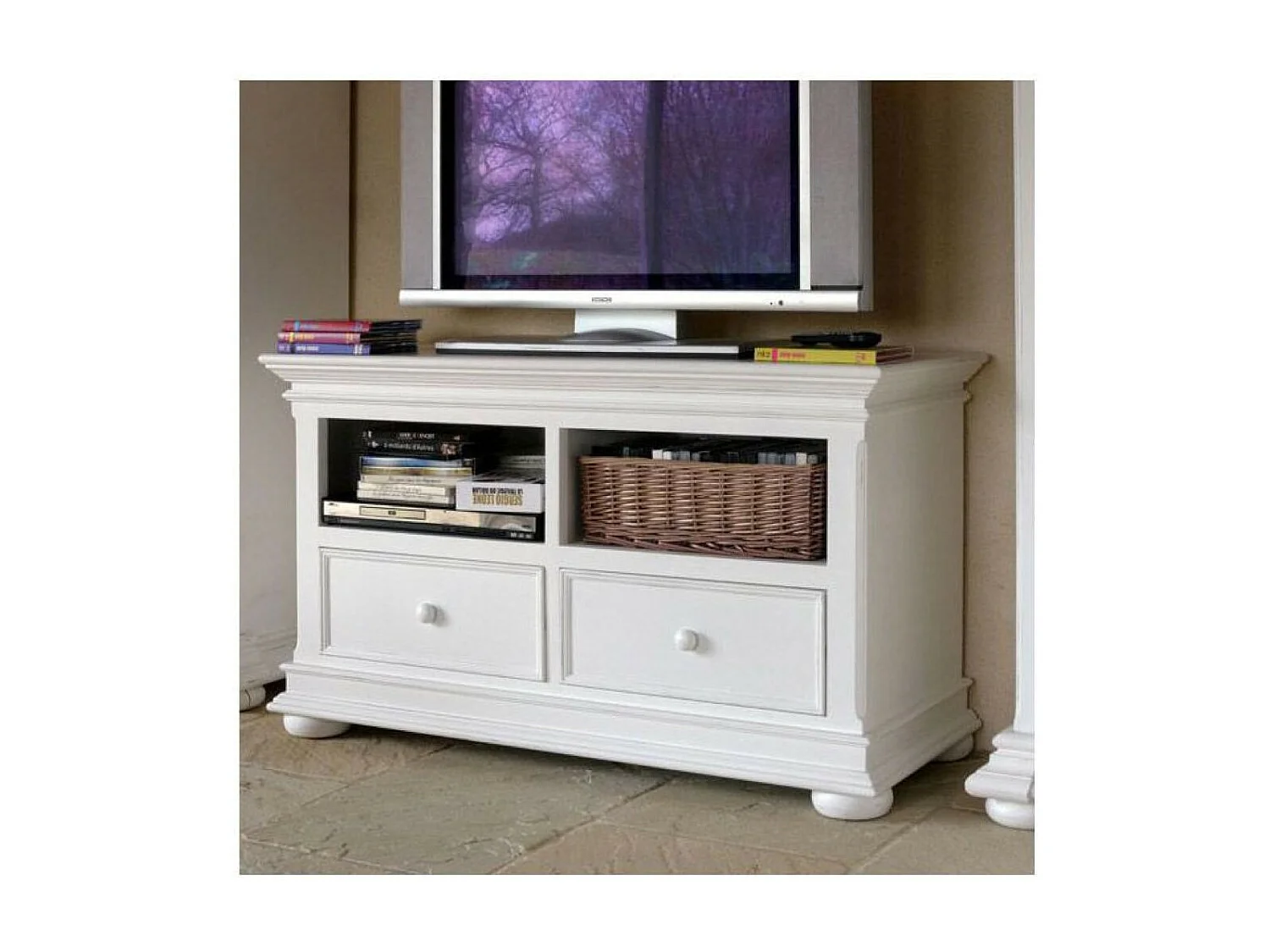 Meuble tv avec 2 rangements MDF Blanc - Harmonie Interior's