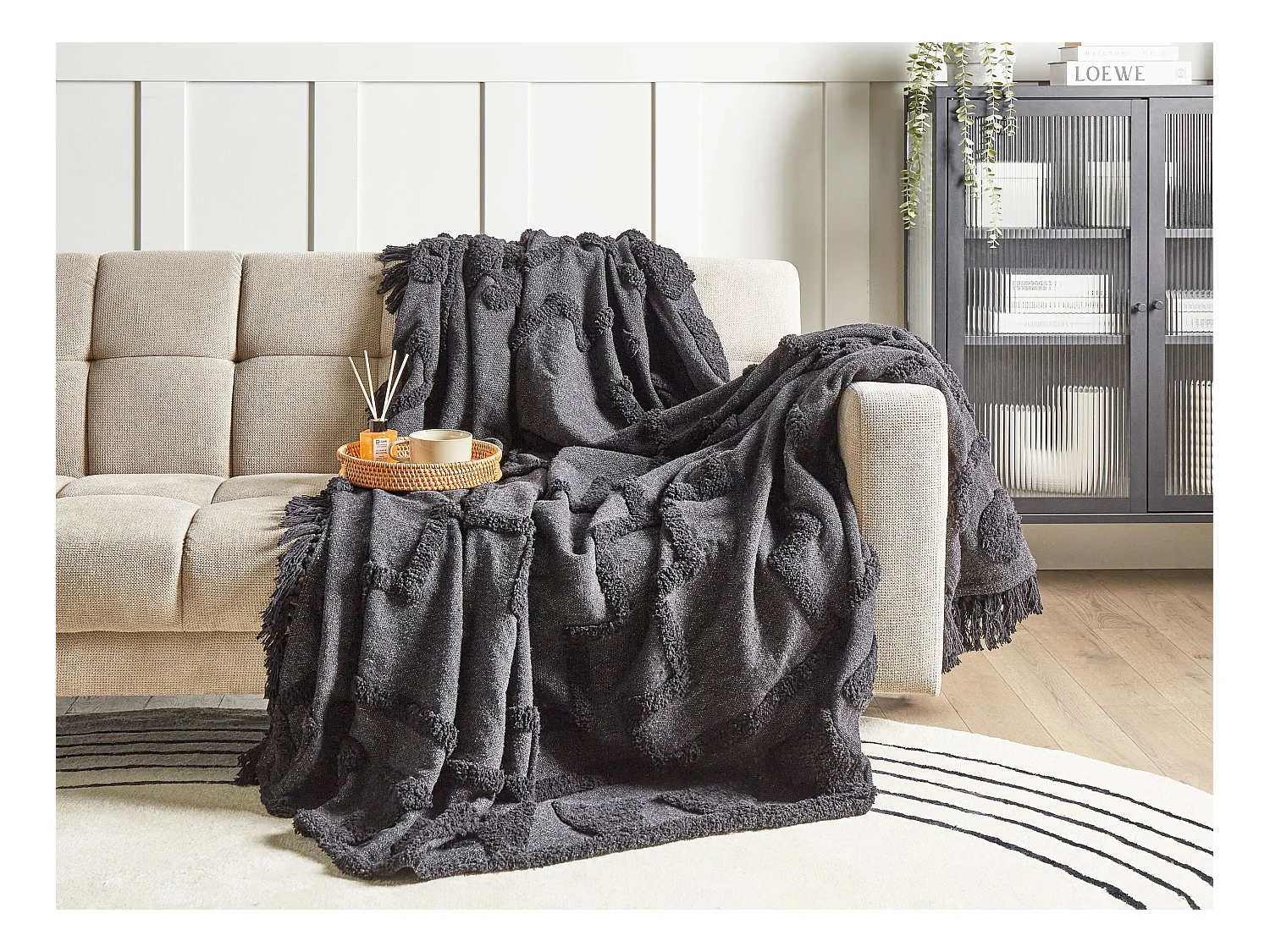 Couverture CHACK Coton 220 x 240 cm Gris foncé