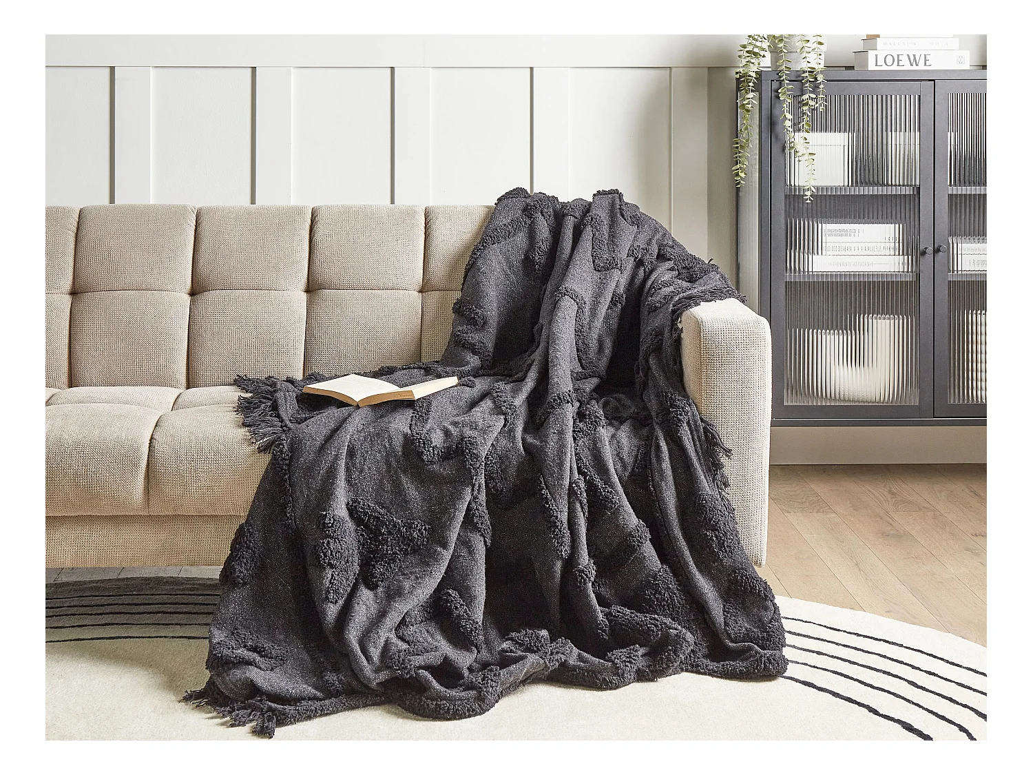 Couverture CHACK Coton 200 x 220 cm Gris foncé