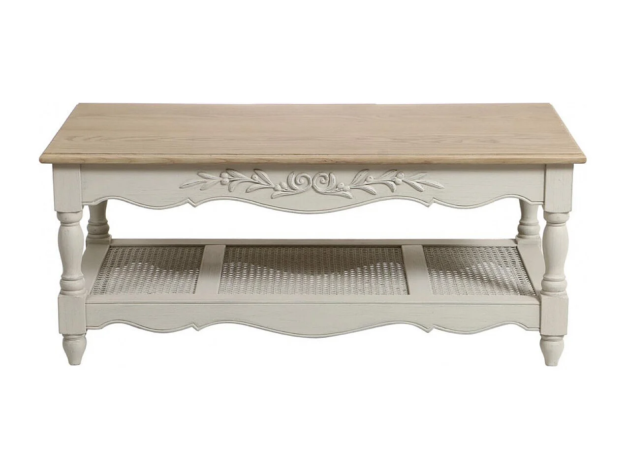 Table basse rectangulaire cannée MDF Blanc - Romance Interior's