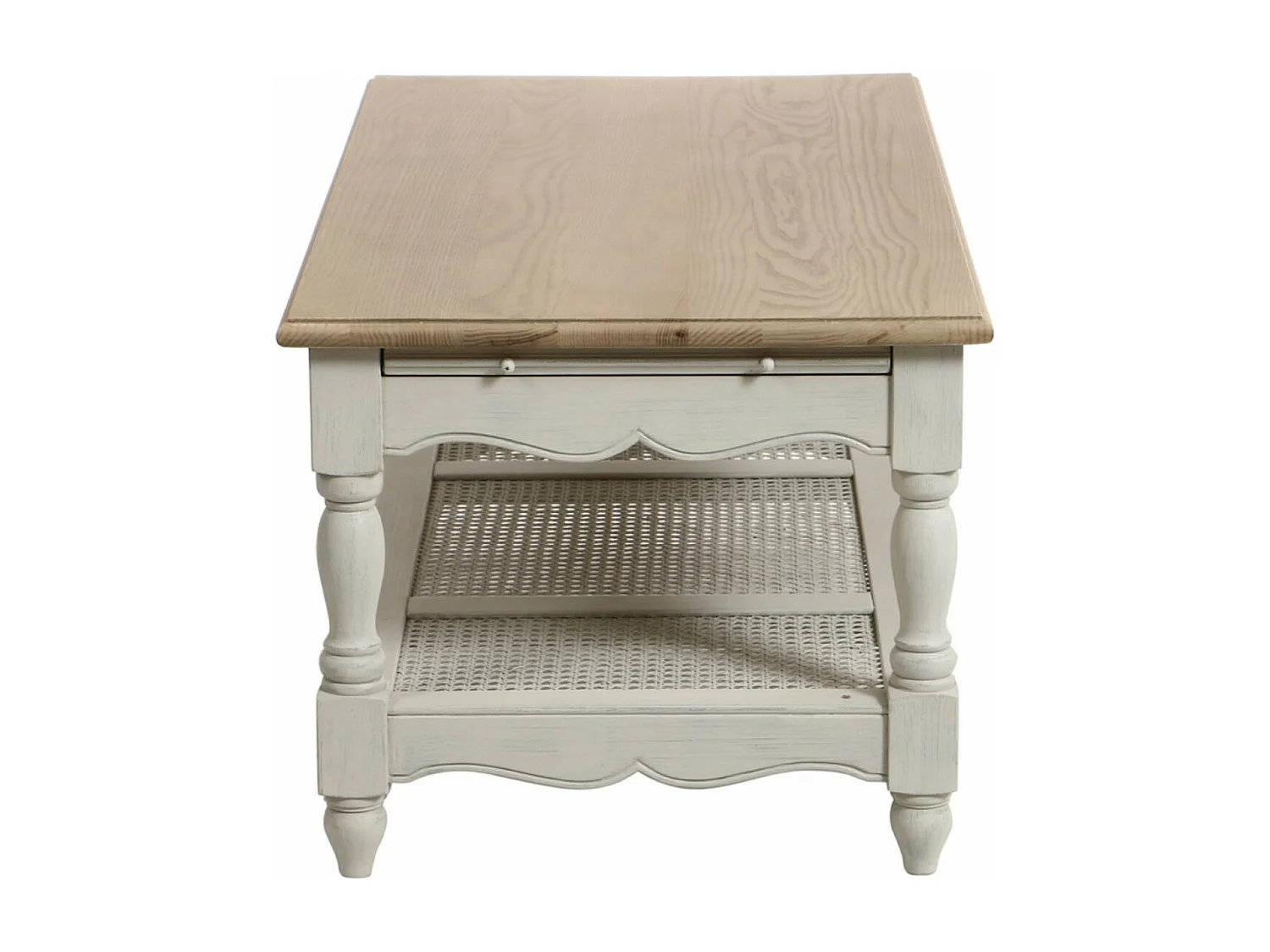 Table basse rectangulaire cannée MDF Blanc - Romance Interior's