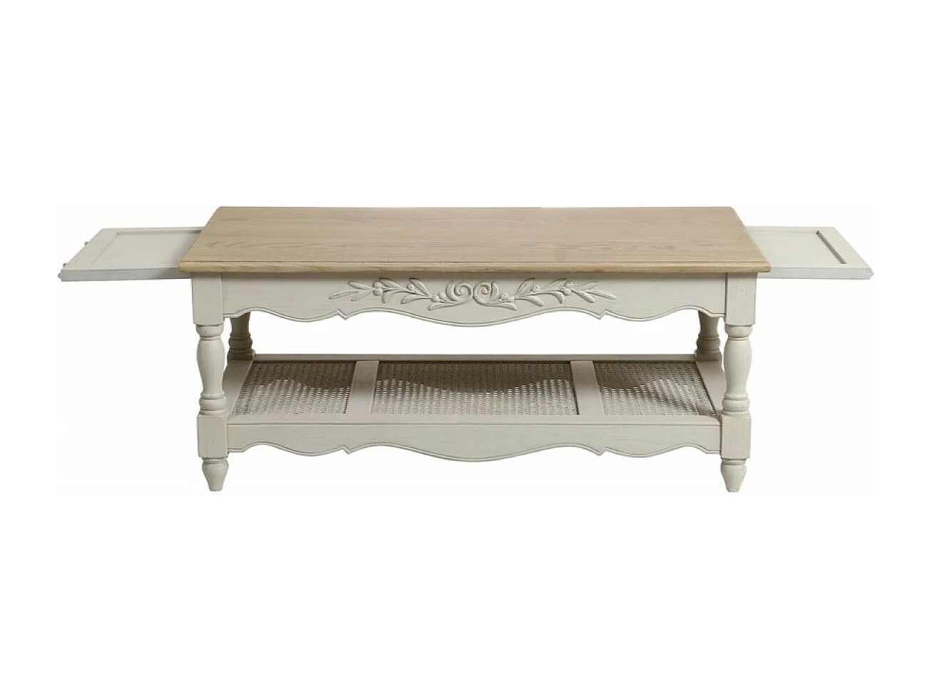 Table basse rectangulaire cannée MDF Blanc - Romance Interior's