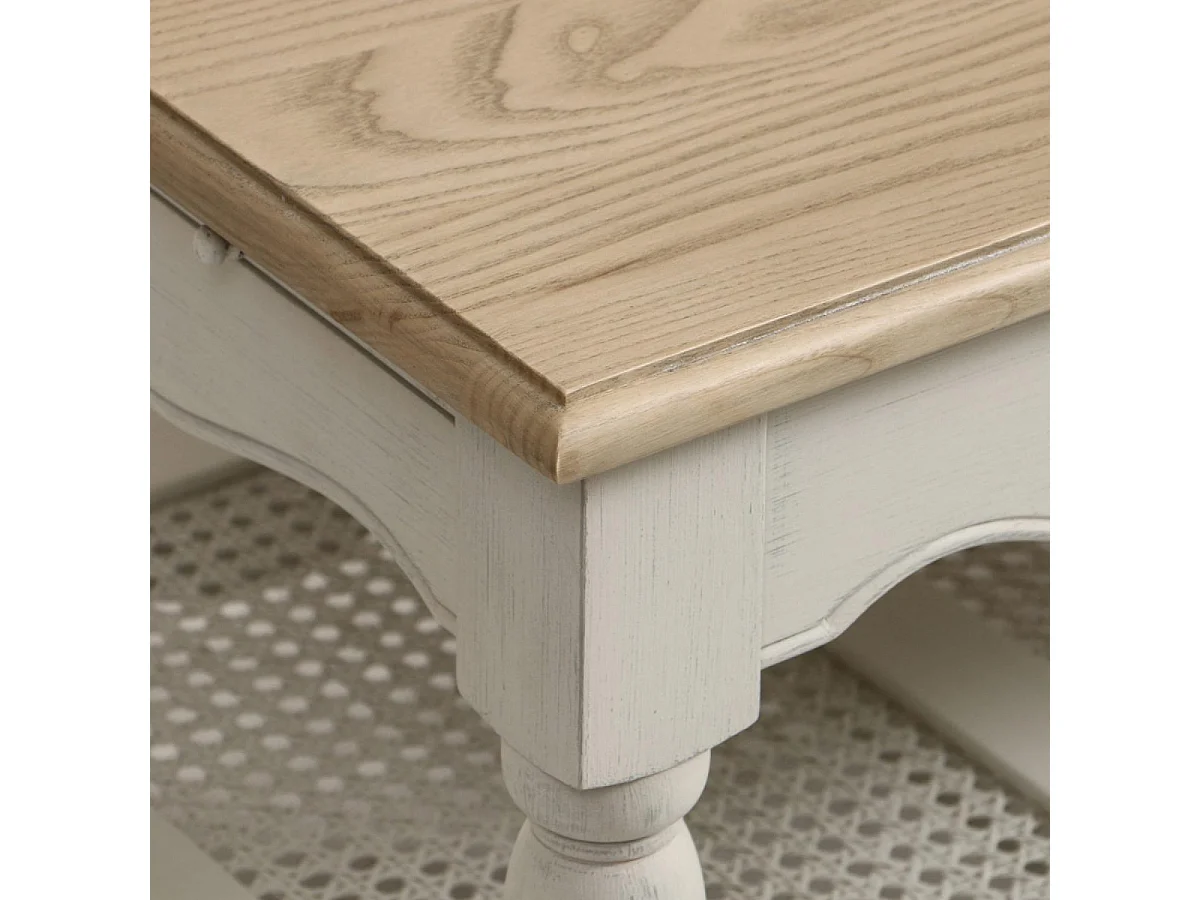 Table basse rectangulaire cannée MDF Blanc - Romance Interior's