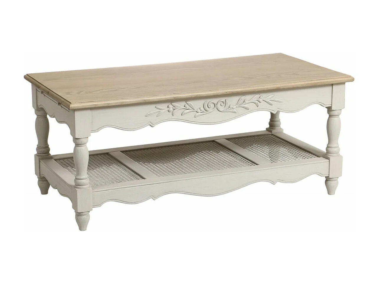 Table basse rectangulaire cannée MDF Blanc - Romance Interior's