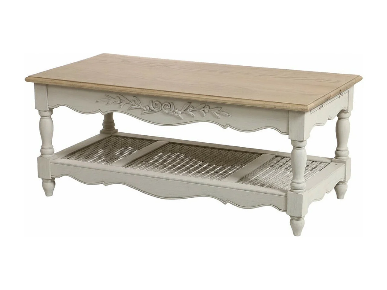 Table basse rectangulaire cannée MDF Blanc - Romance Interior's