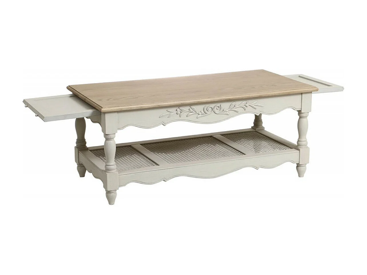 Table basse rectangulaire cannée MDF Blanc - Romance Interior's