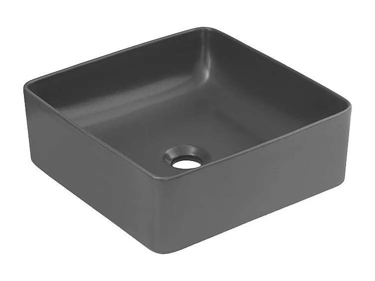 Vasque à poser en céramique - Gris mat - 37 x 37 x H 13 cm