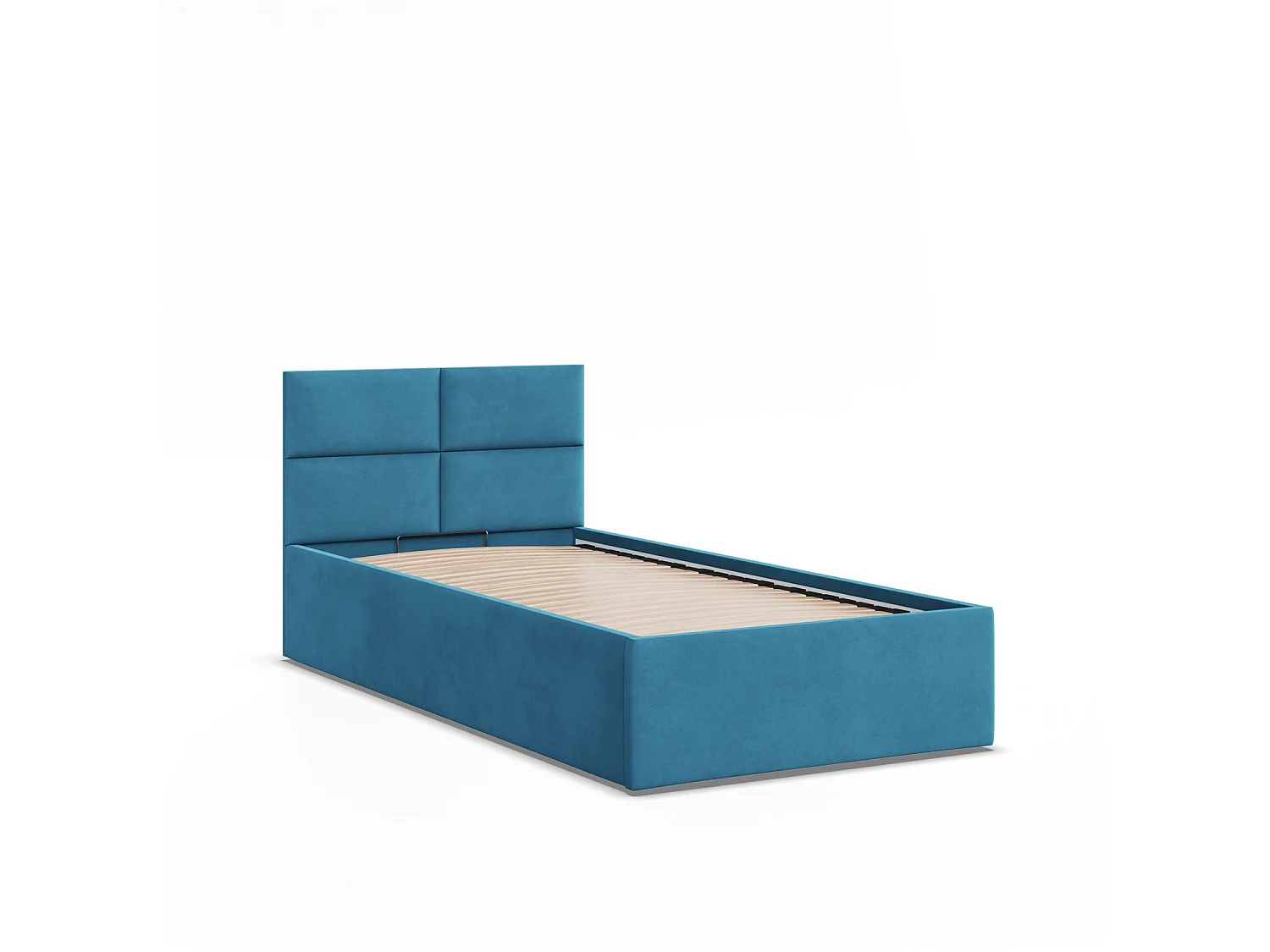 Gepolstertes Bett mit Kopfteil 90x200 cm,  Blau