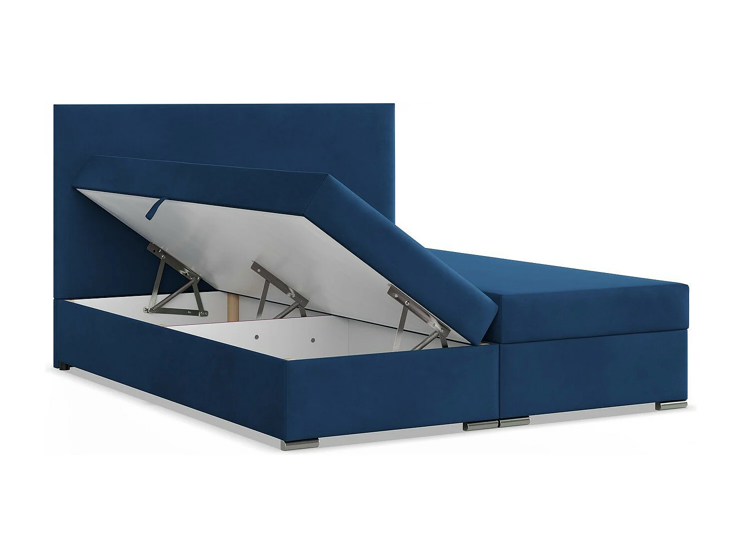 Kontinentales Bett mit Kopfteil 140x200 cm, mit Bettkasten, Blau