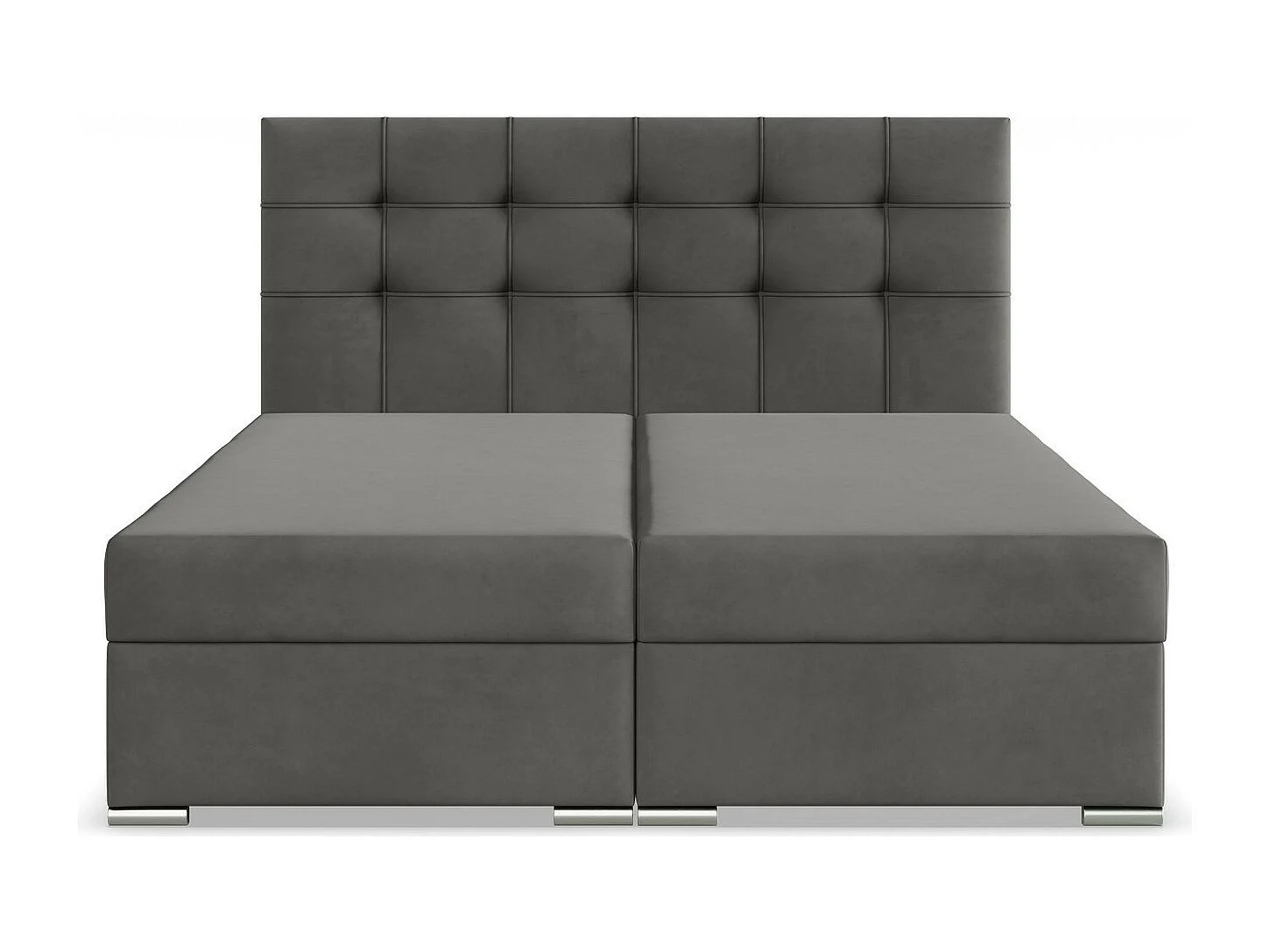 Kontinentales Bett mit Kopfteil 160x200 cm, mit Bettkasten, Grau