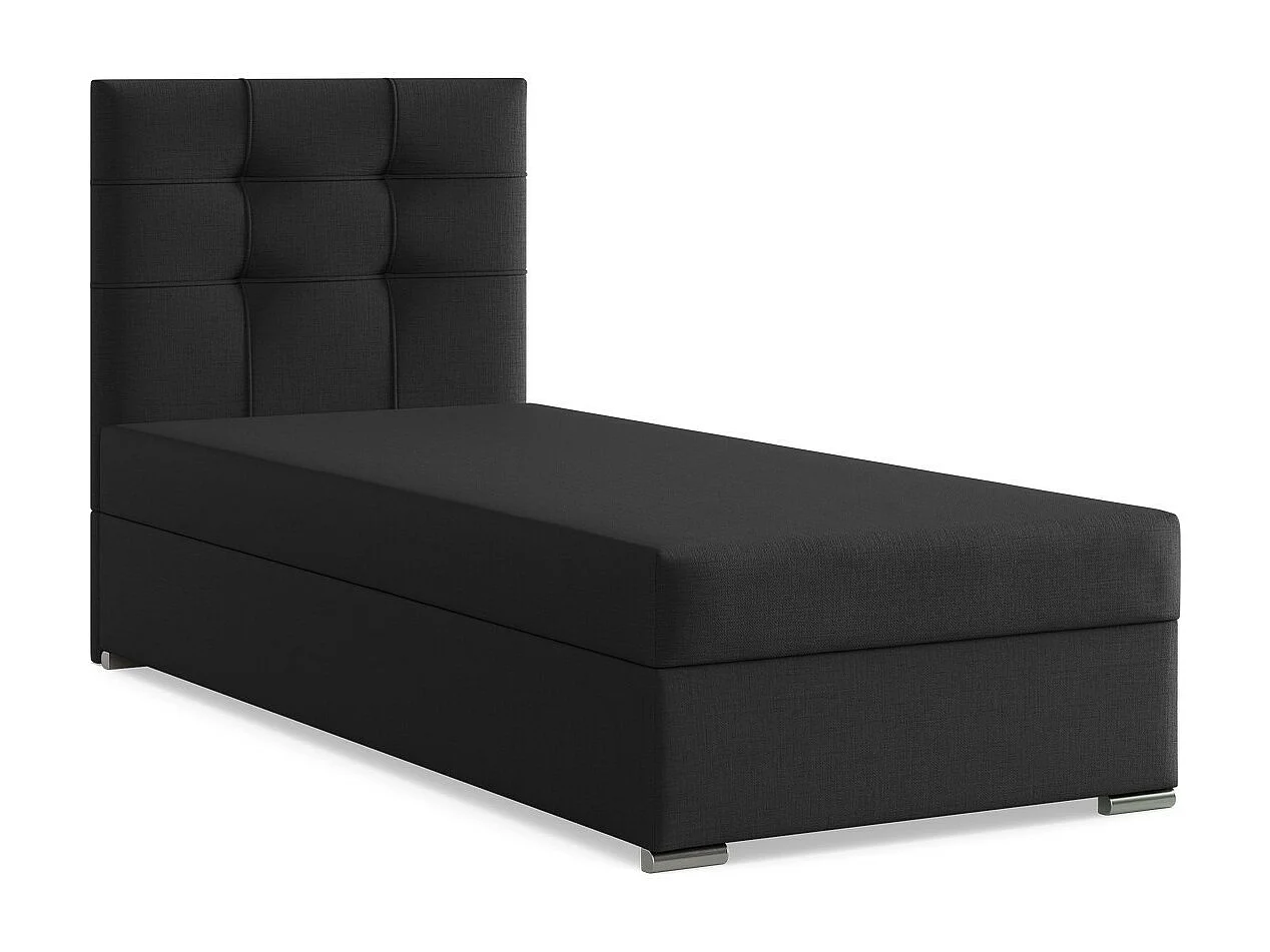 Łóżko kontynentalne z zagłówkiem 90x200 cm, ze schowkiem, czarne