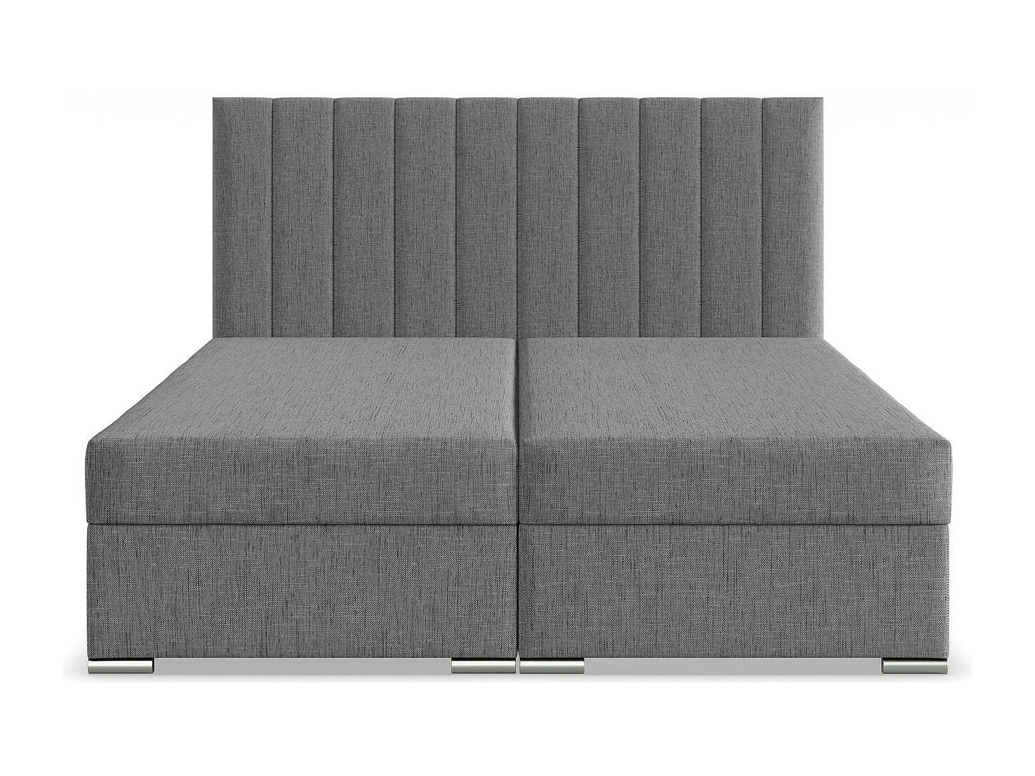 Łóżko kontynentalne z zagłówkiem 140x200 cm, ze schowkiem, szare