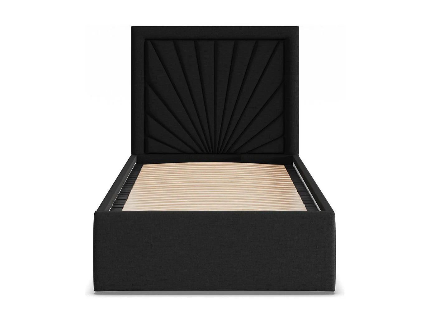 Gepolstertes Bett mit Kopfteil 90x200 cm,  Schwarz