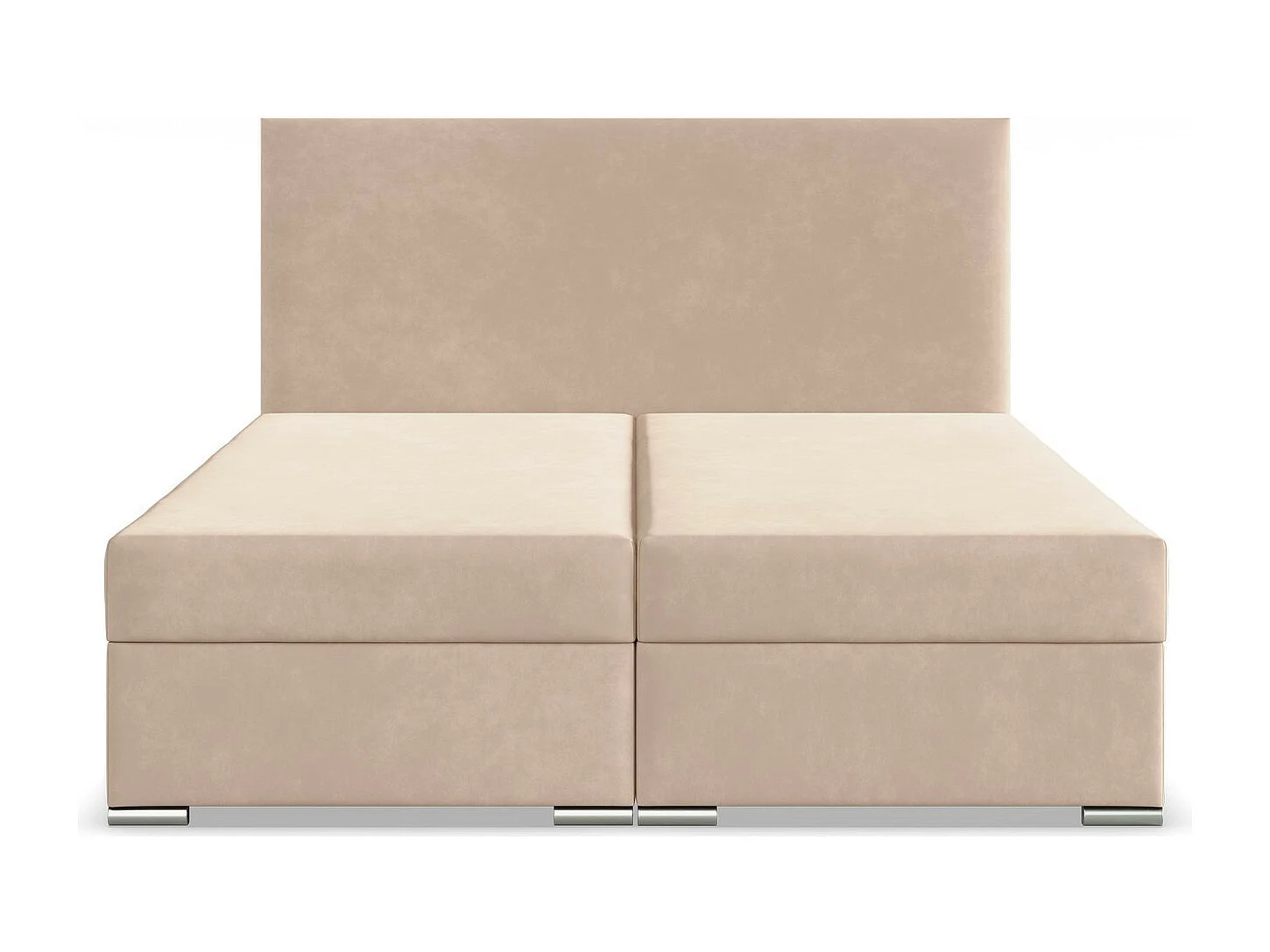 Łóżko kontynentalne z zagłówkiem 140x200 cm, z pojemnikiem na łóżko, beżowe