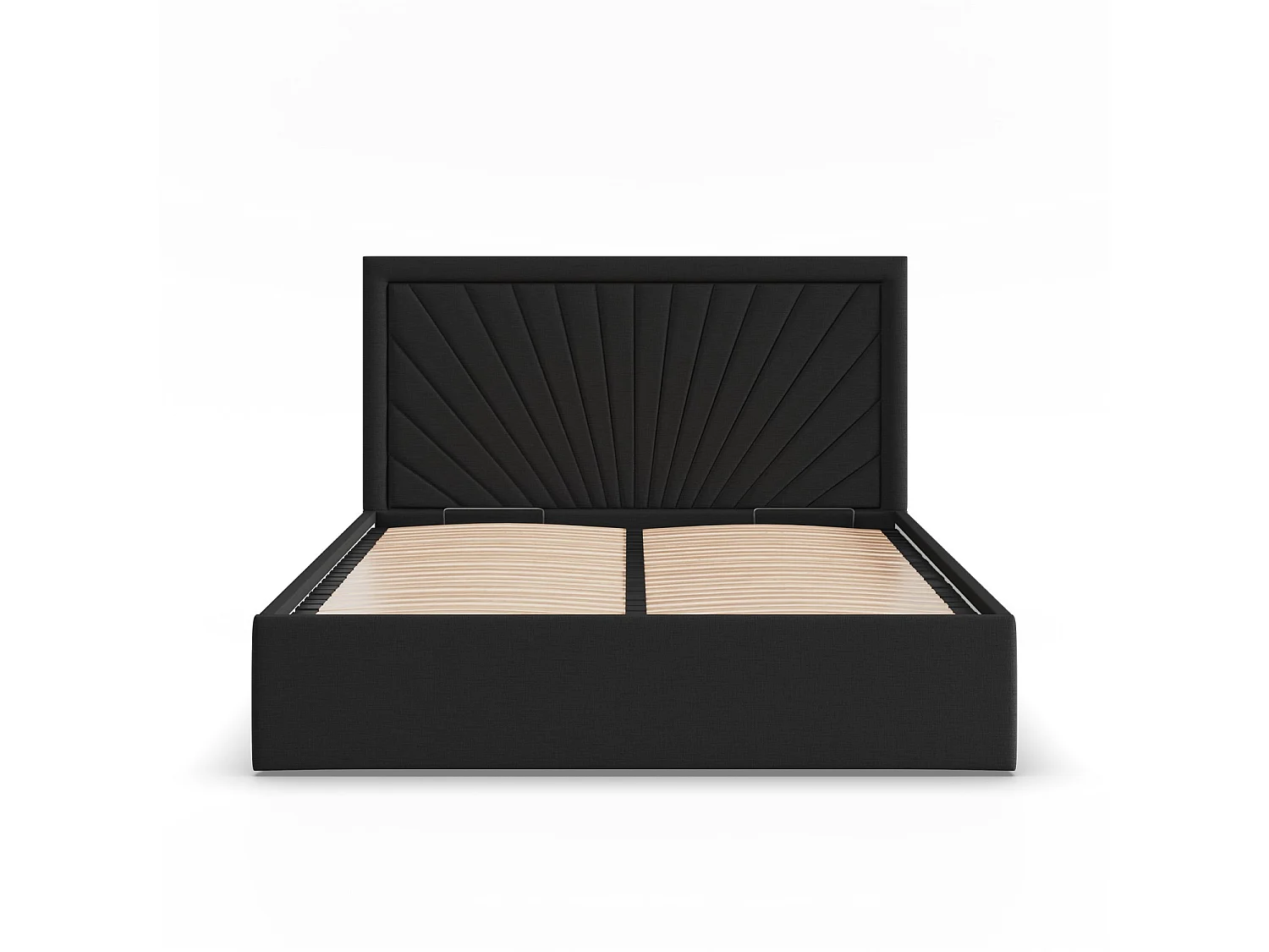 Gepolstertes Bett mit Kopfteil 180x200 cm, mit Bettkasten, Schwarz