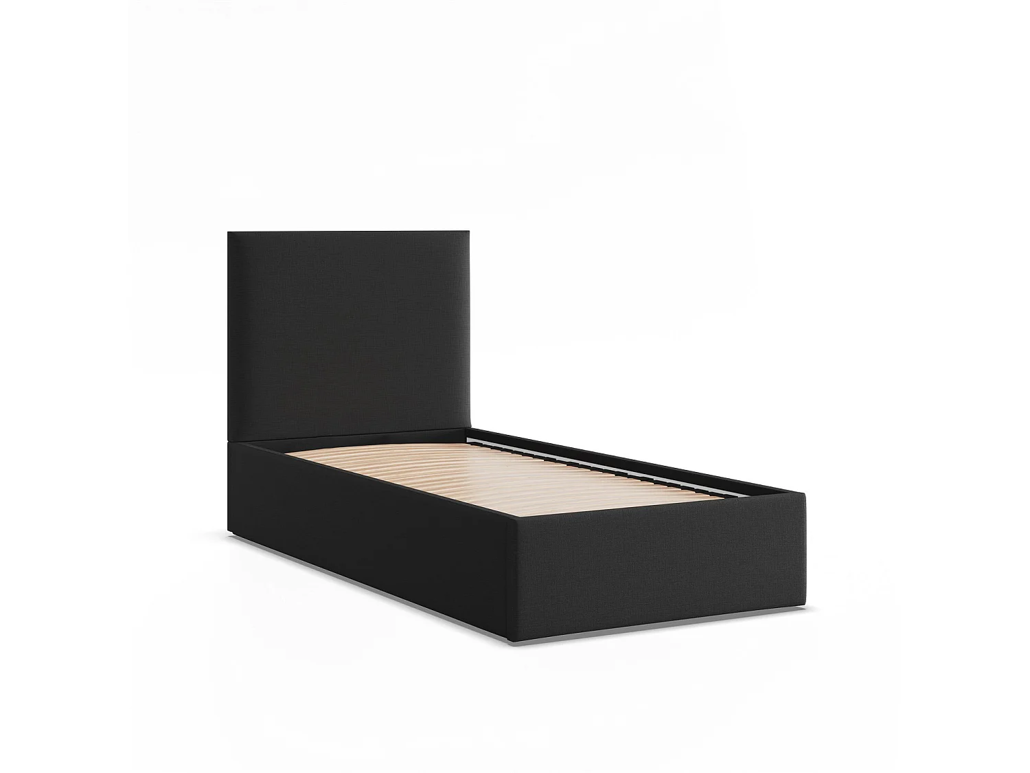 Gepolstertes Bett mit Kopfteil 90x200 cm,  Schwarz