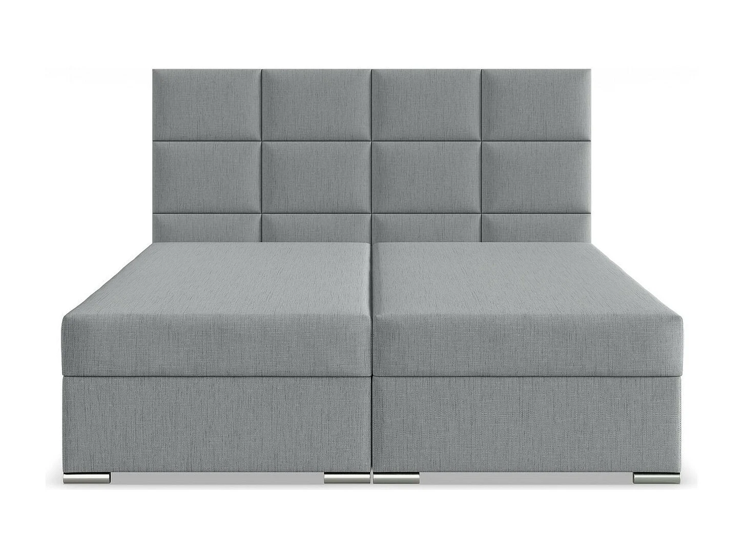 Łóżko kontynentalne z zagłówkiem 180x200 cm, ze schowkiem, szare