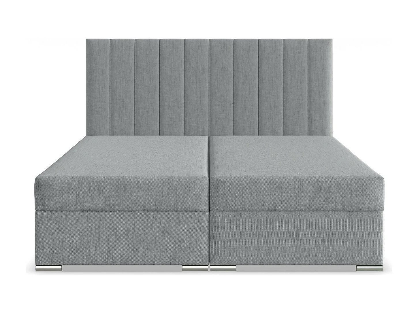 Łóżko kontynentalne z zagłówkiem 160x200 cm, ze schowkiem, szare