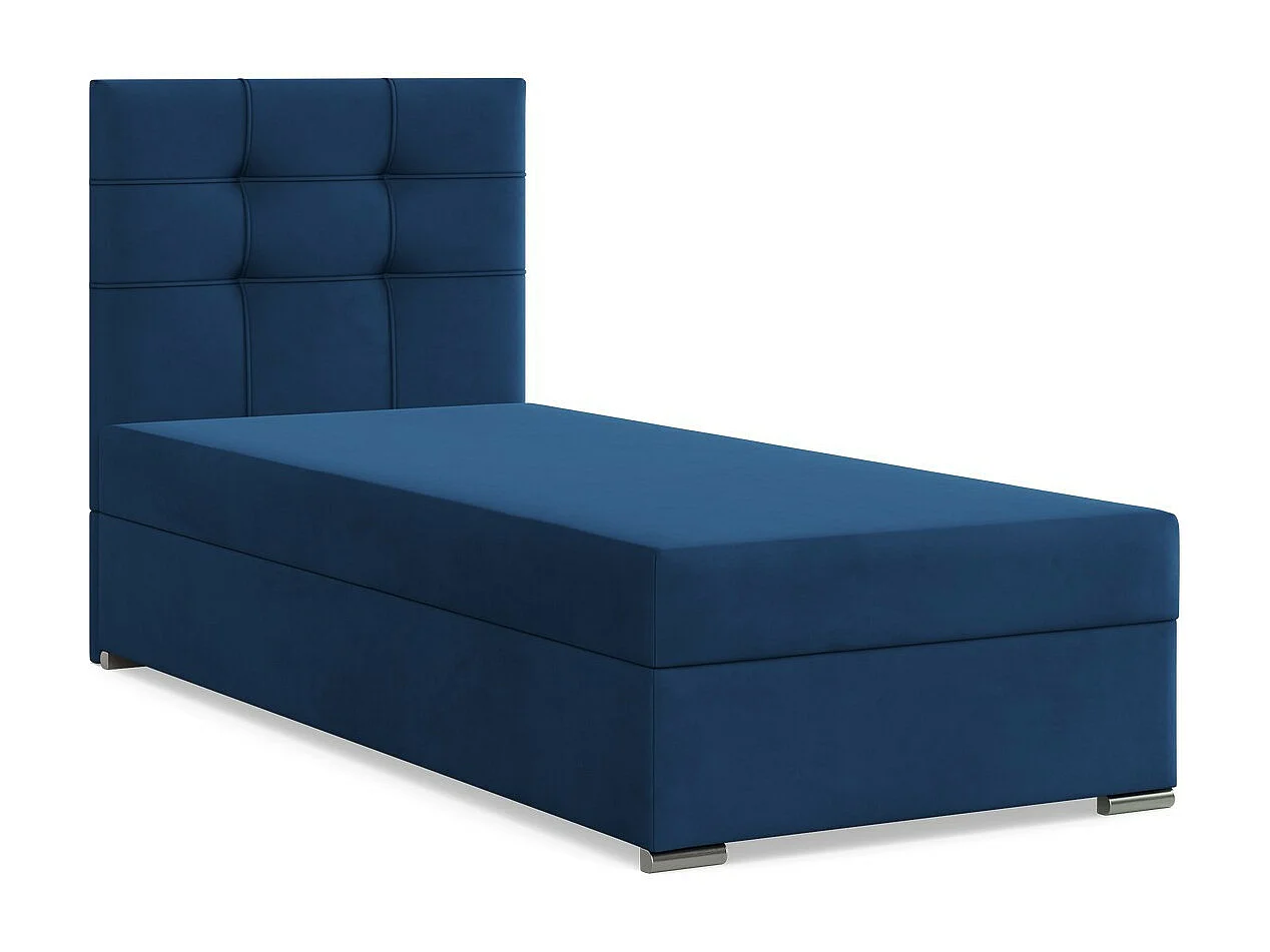 Kontinentales Bett mit Kopfteil 90x200 cm, mit Bettkasten, Blau