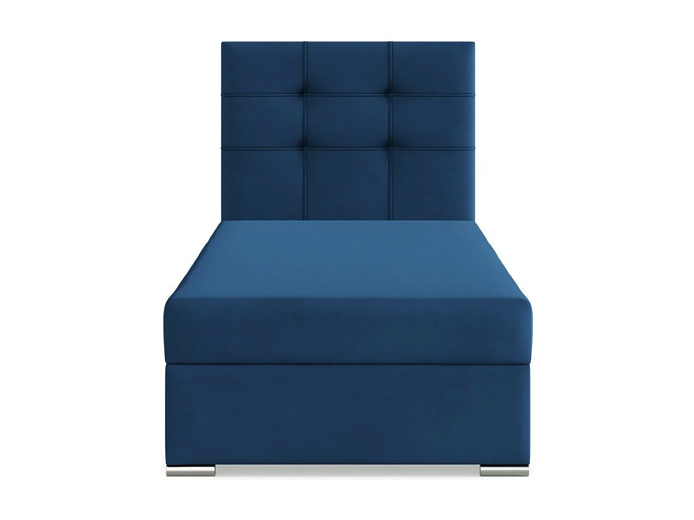 Kontinentales Bett mit Kopfteil 90x200 cm, mit Bettkasten, Blau