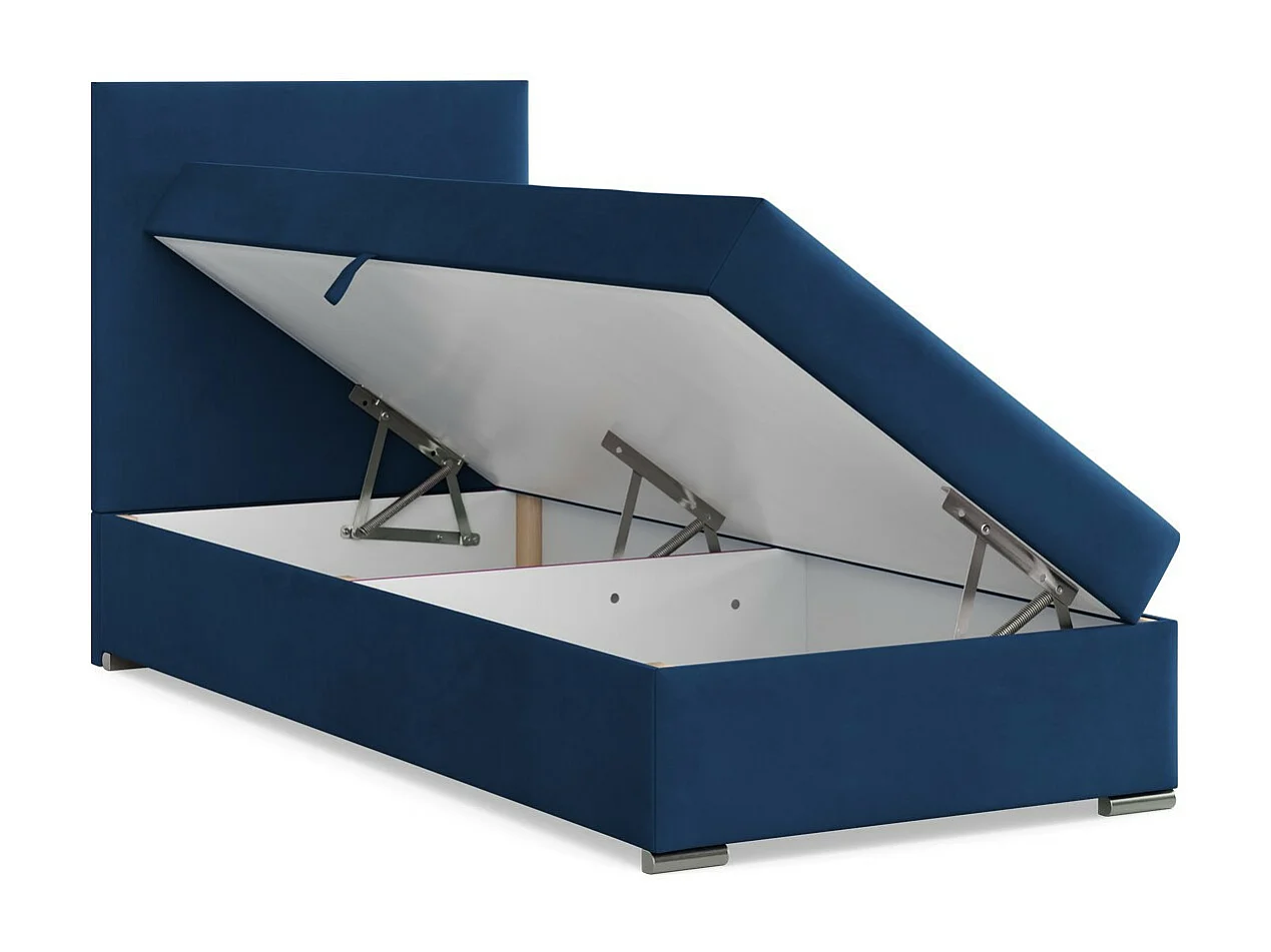 Kontinentales Bett mit Kopfteil 90x200 cm, mit Bettkasten, Blau