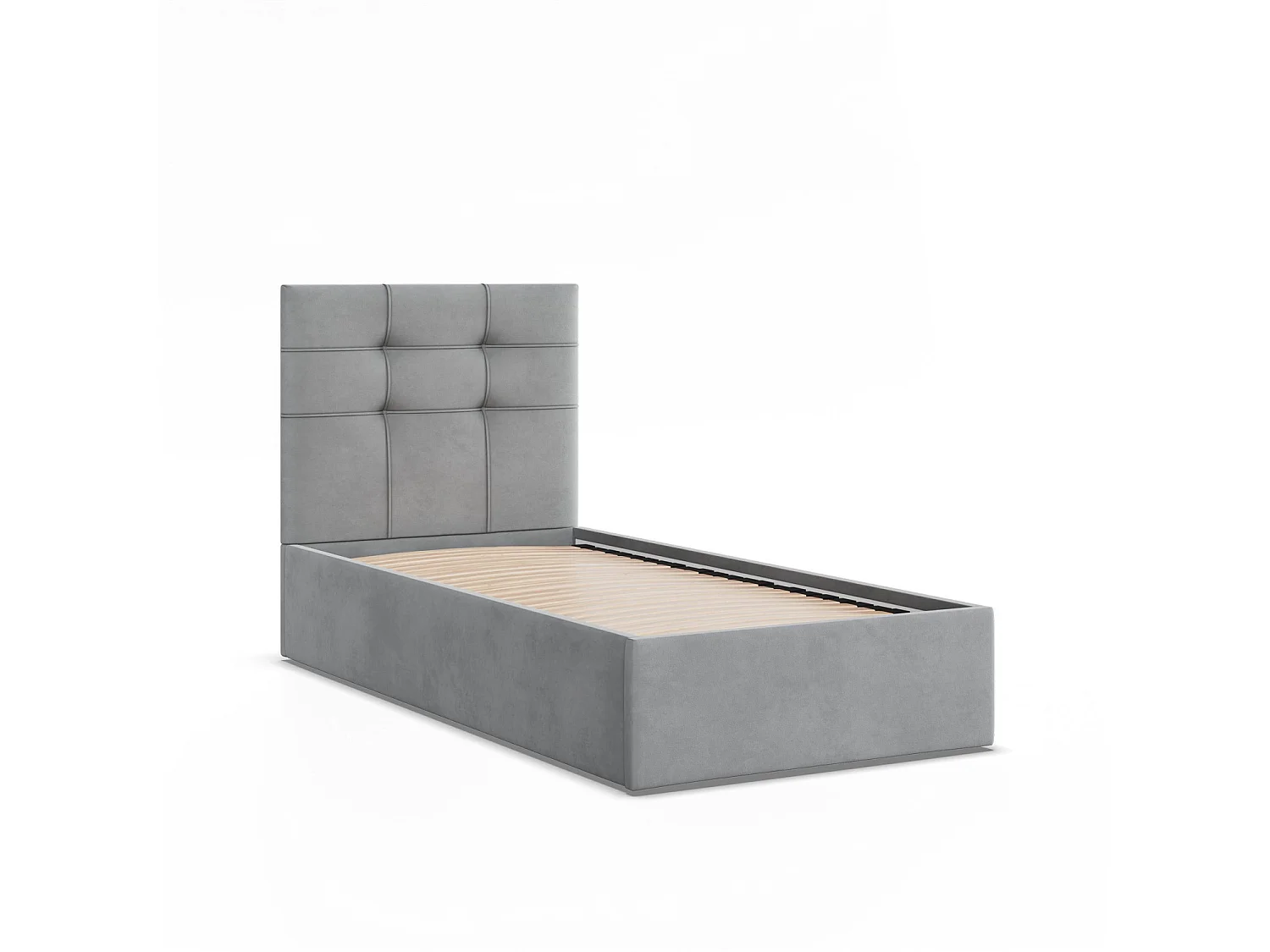 Gepolstertes Bett mit Kopfteil 90x200 cm,  Grau