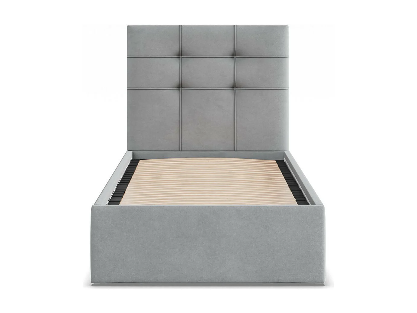 Gepolstertes Bett mit Kopfteil 90x200 cm,  Grau