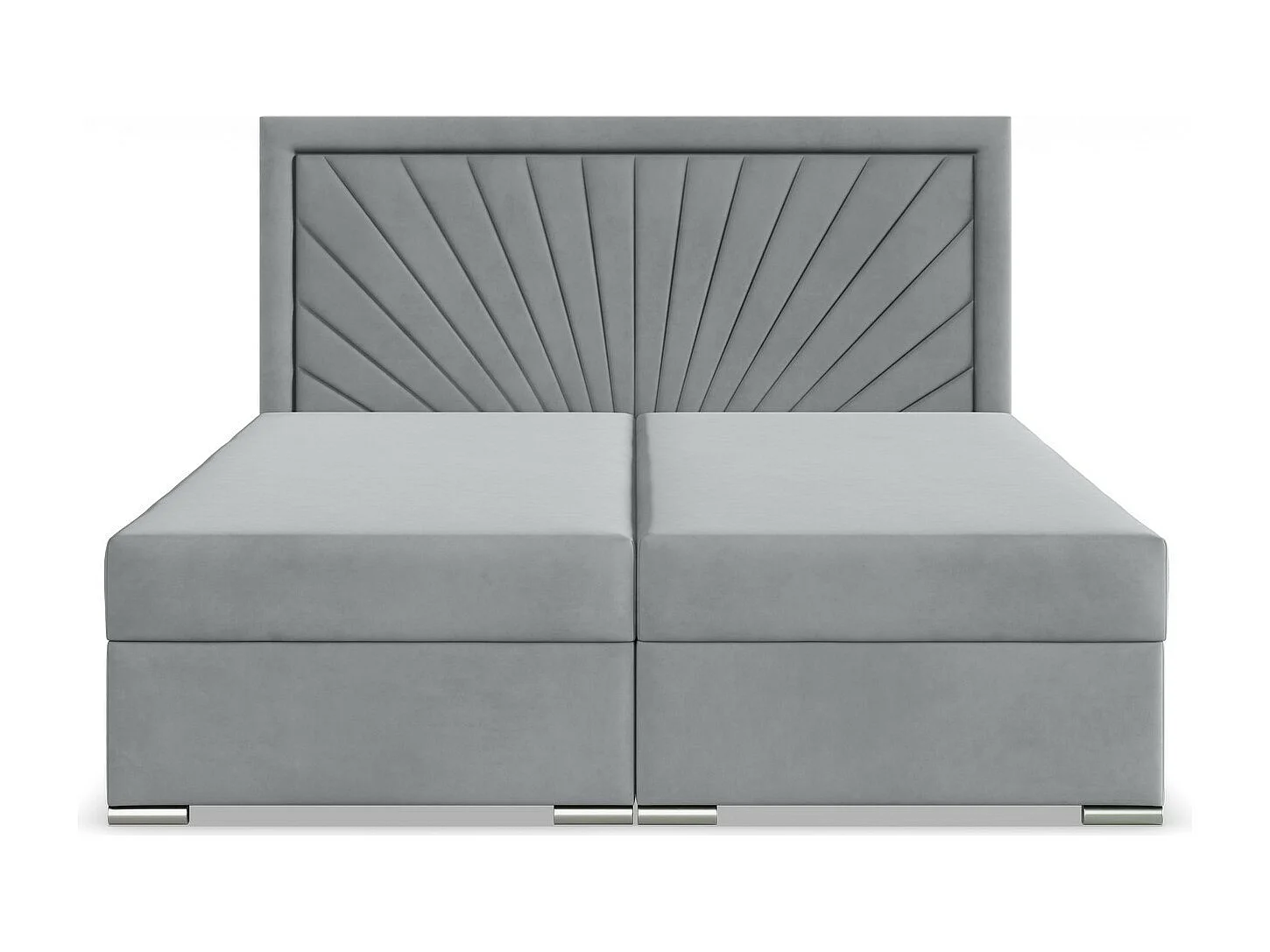 Kontinentales Bett mit Kopfteil 180x200 cm, mit Bettkasten, Grau
