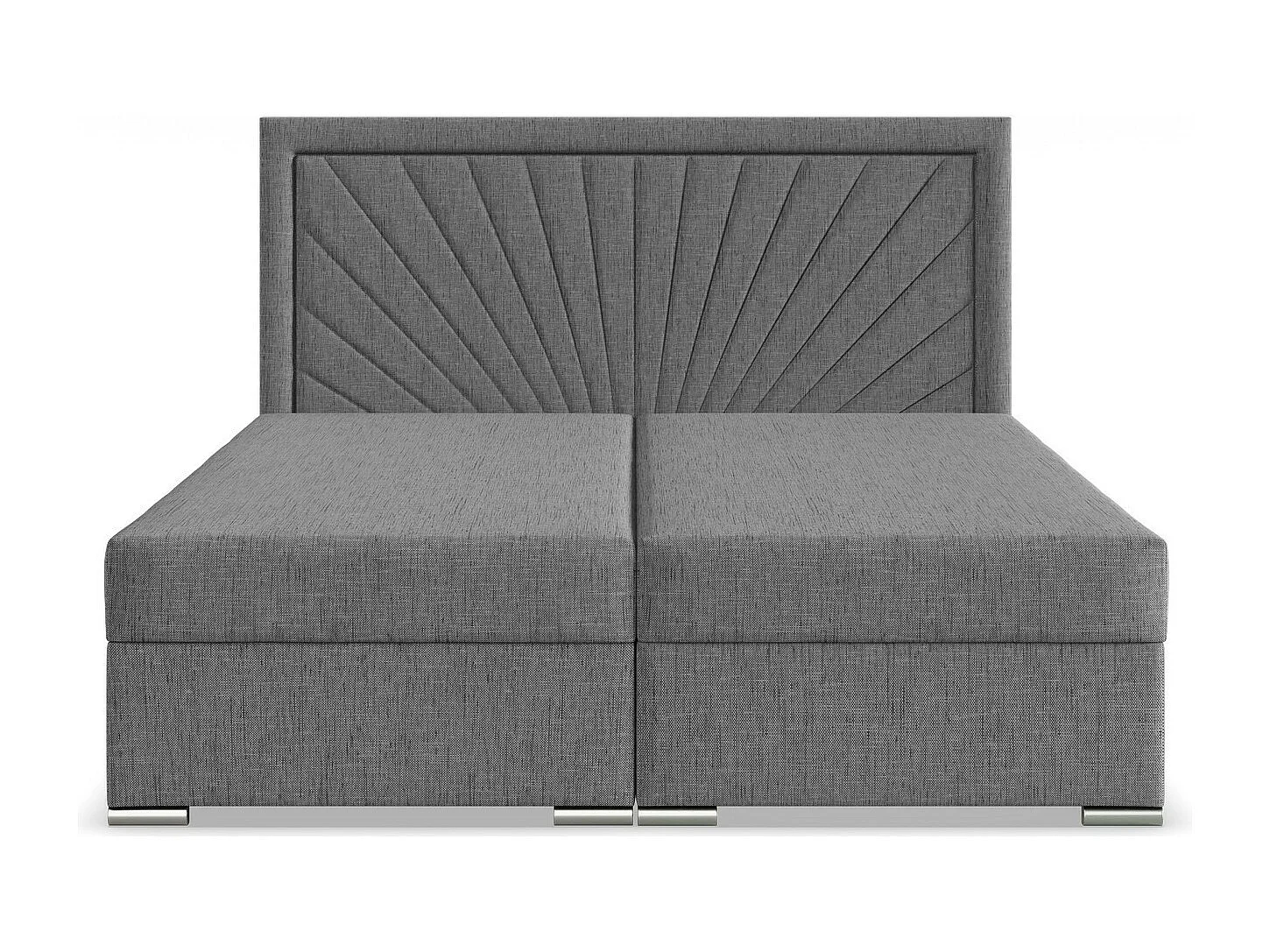 Łóżko kontynentalne z zagłówkiem 140x200 cm, ze schowkiem, szare