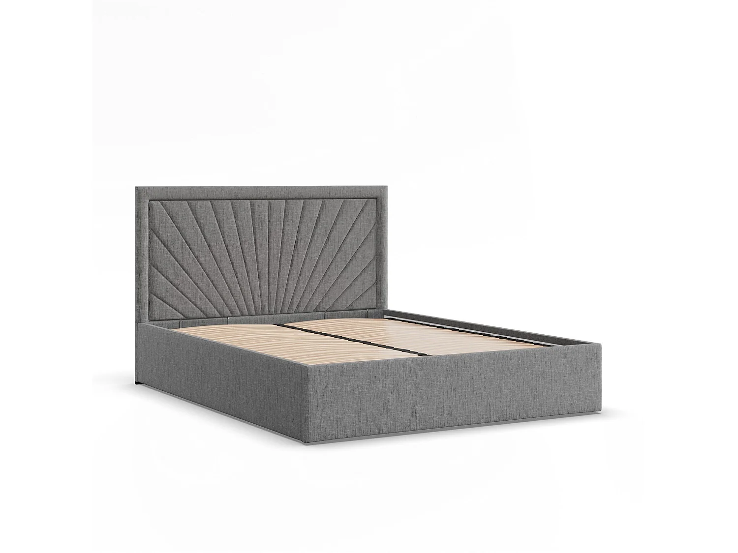 Gepolstertes Bett mit Kopfteil 160x200 cm, mit Bettkasten, Grau