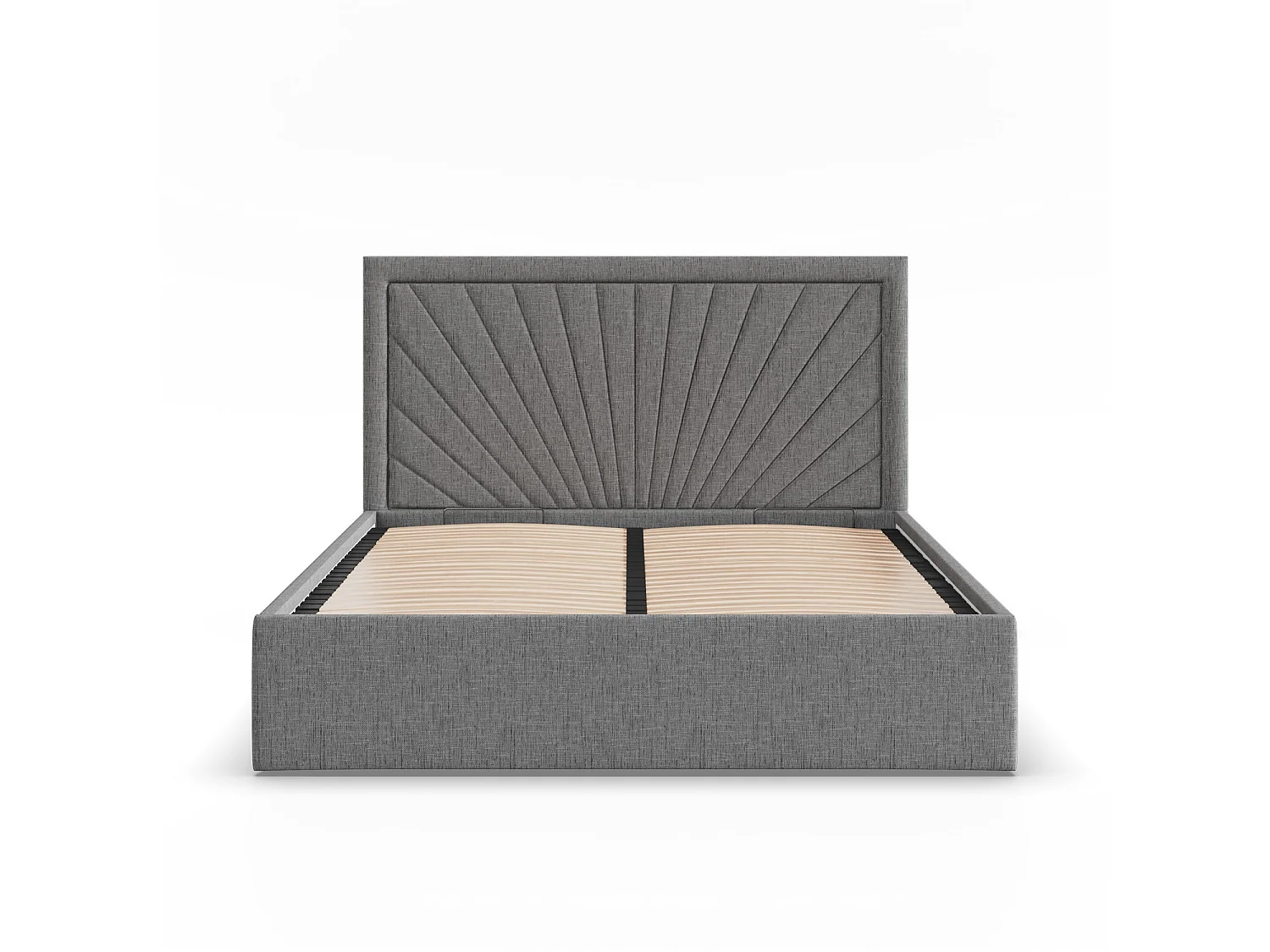 Gepolstertes Bett mit Kopfteil 160x200 cm, mit Bettkasten, Grau