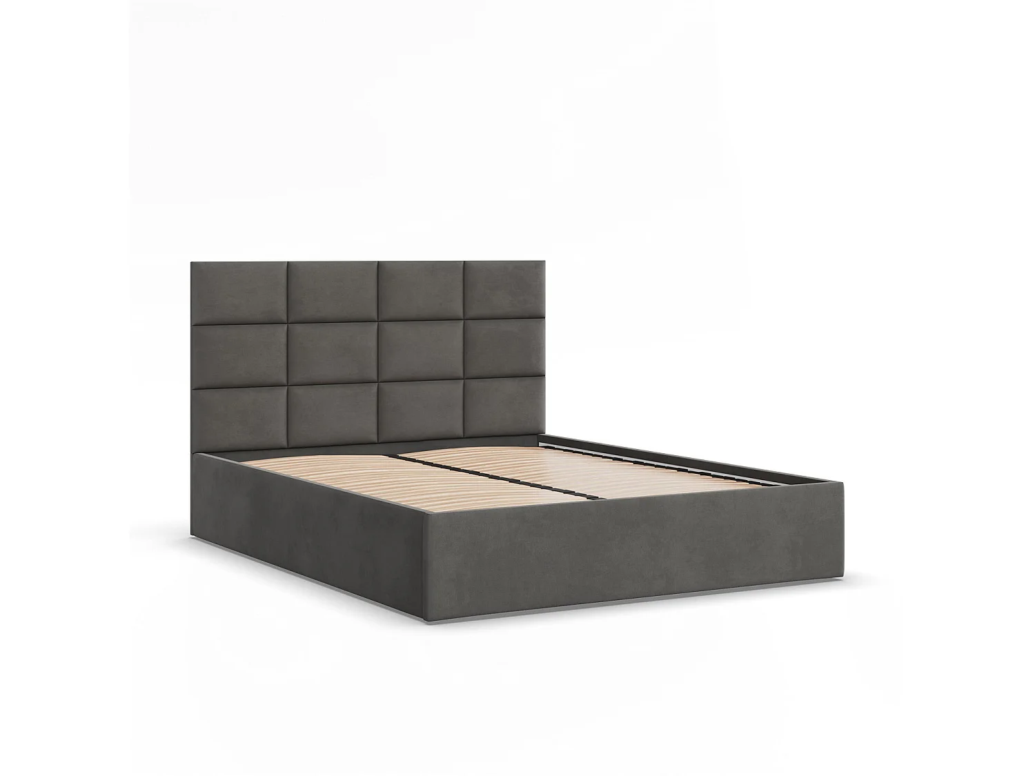 Łóżko tapicerowane z zagłówkiem 160x200 cm, szare