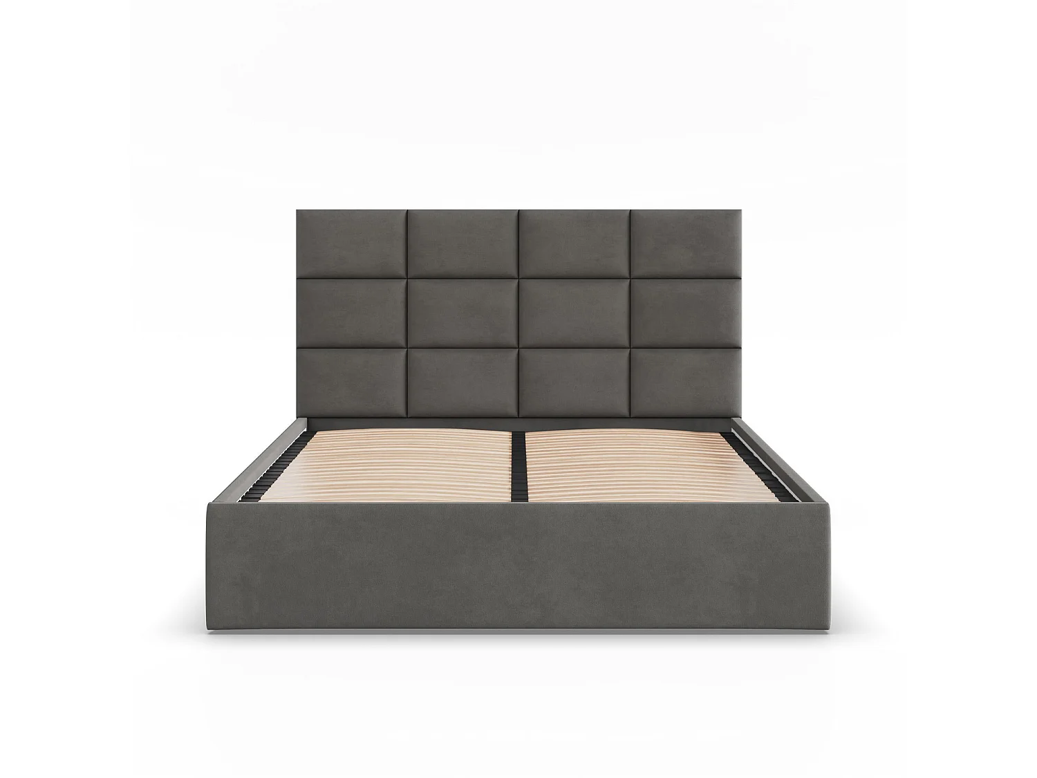 Łóżko tapicerowane z zagłówkiem 160x200 cm, szare