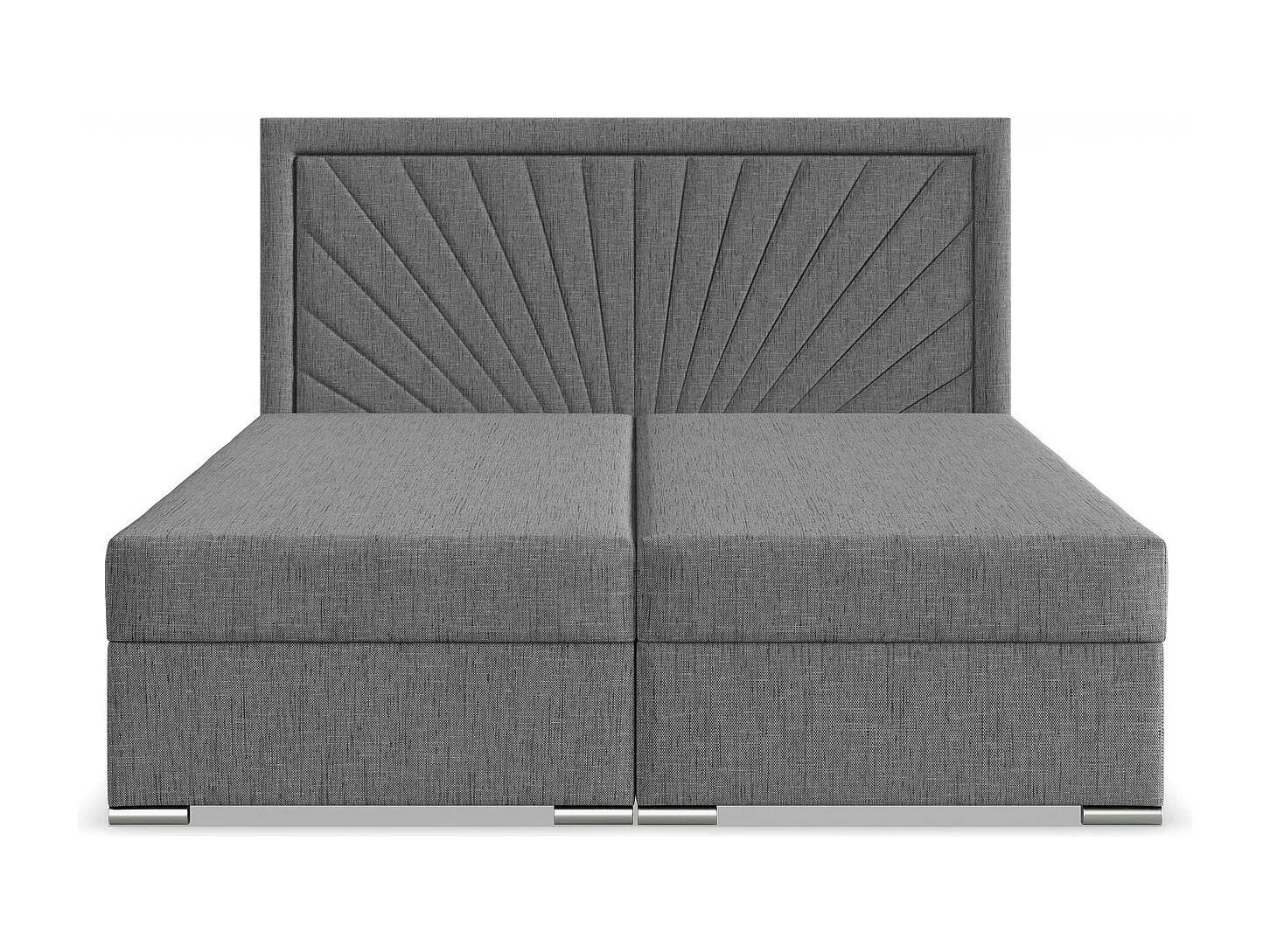 Kontinentales Bett mit Kopfteil 160x200 cm, mit Bettkasten, Grau