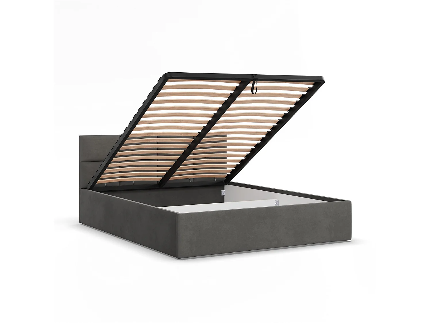 Łóżko tapicerowane z zagłówkiem 180x200 cm, z pojemnikiem na łóżko, szare