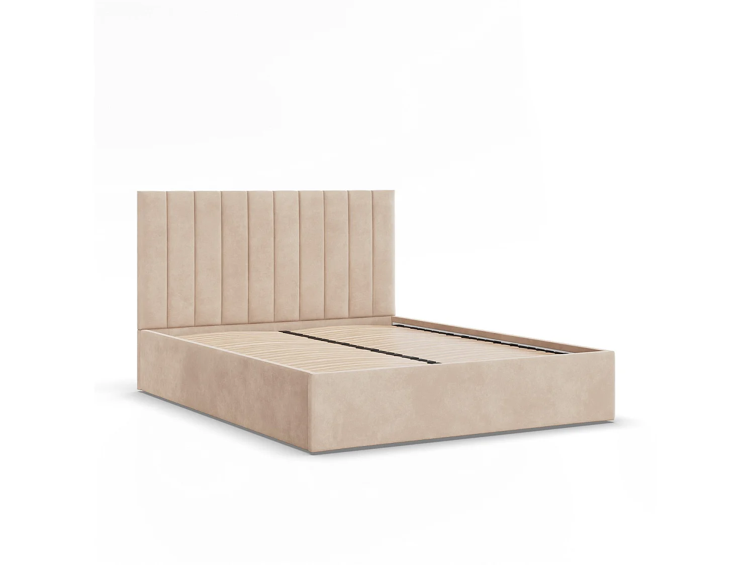 Łóżko tapicerowane z zagłówkiem 140x200 cm, beżowe