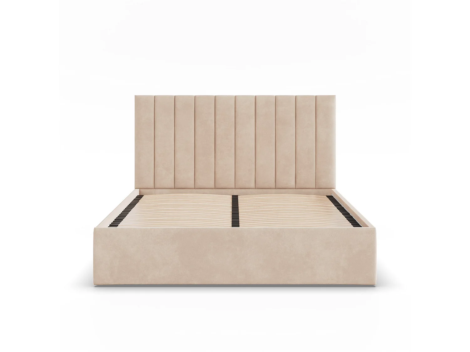 Łóżko tapicerowane z zagłówkiem 140x200 cm, beżowe