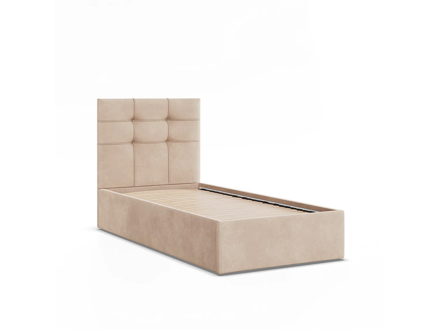 Gepolstertes Bett mit Kopfteil 90x200 cm,  Beige