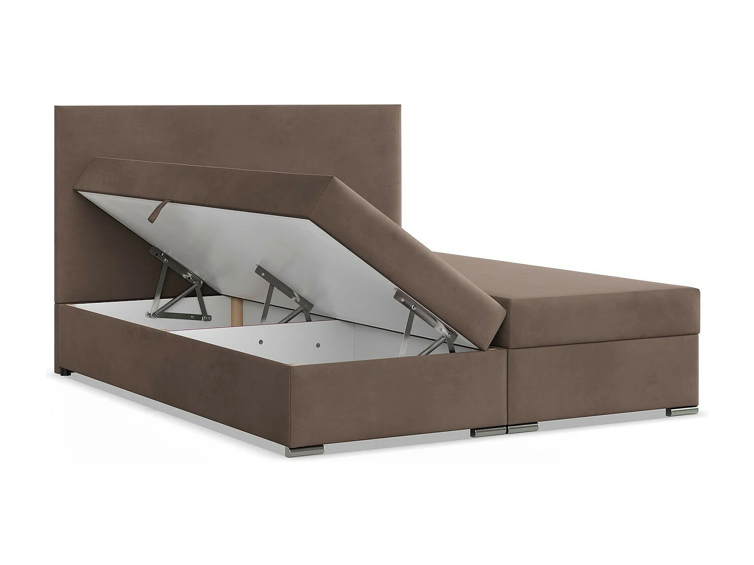 Kontinentales Bett mit Kopfteil 180x200 cm, mit Bettkasten, Braun