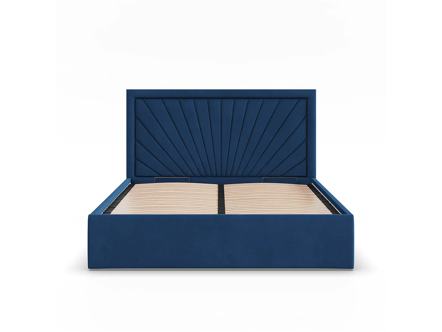 Gepolstertes Bett mit Kopfteil 160x200 cm, mit Bettkasten, Blau