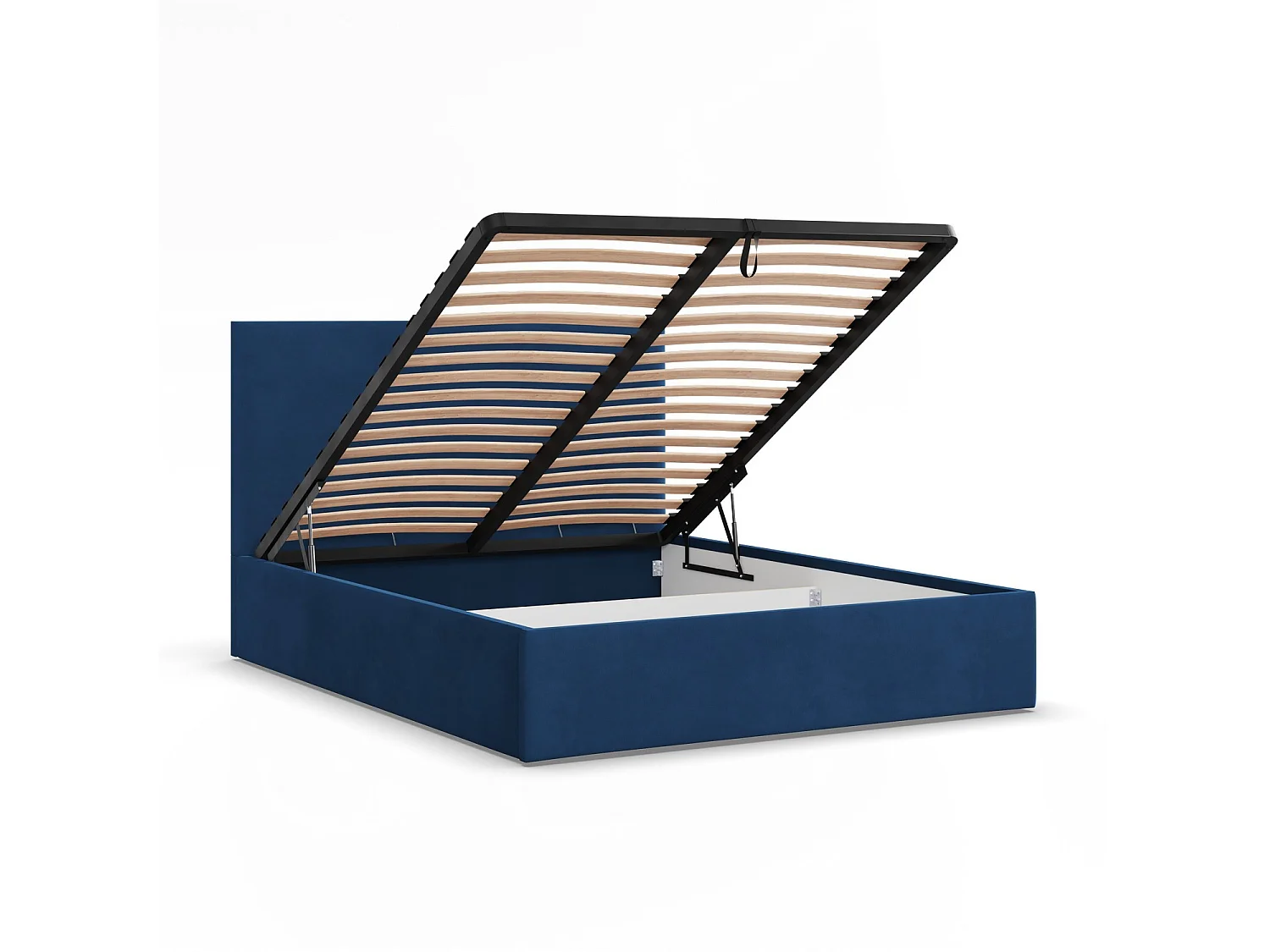Gepolstertes Bett mit Kopfteil 160x200 cm, mit Bettkasten, Blau